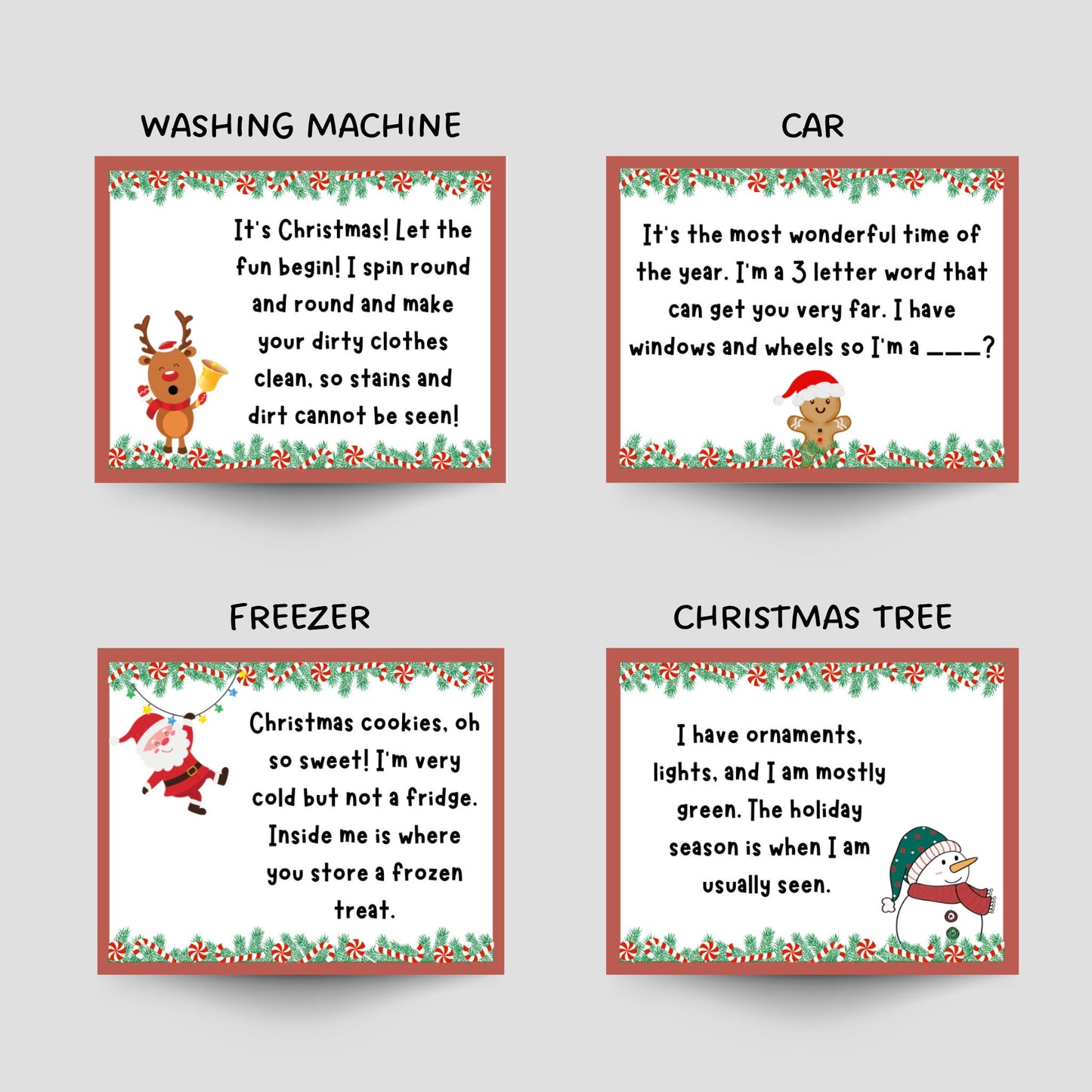 Indoor Christmas Treasure Hunt For Kids, Christmas Scavenger Hunt Printable, Fun Christmas Activity, Party Game, Treasure Hunt Clue Cards