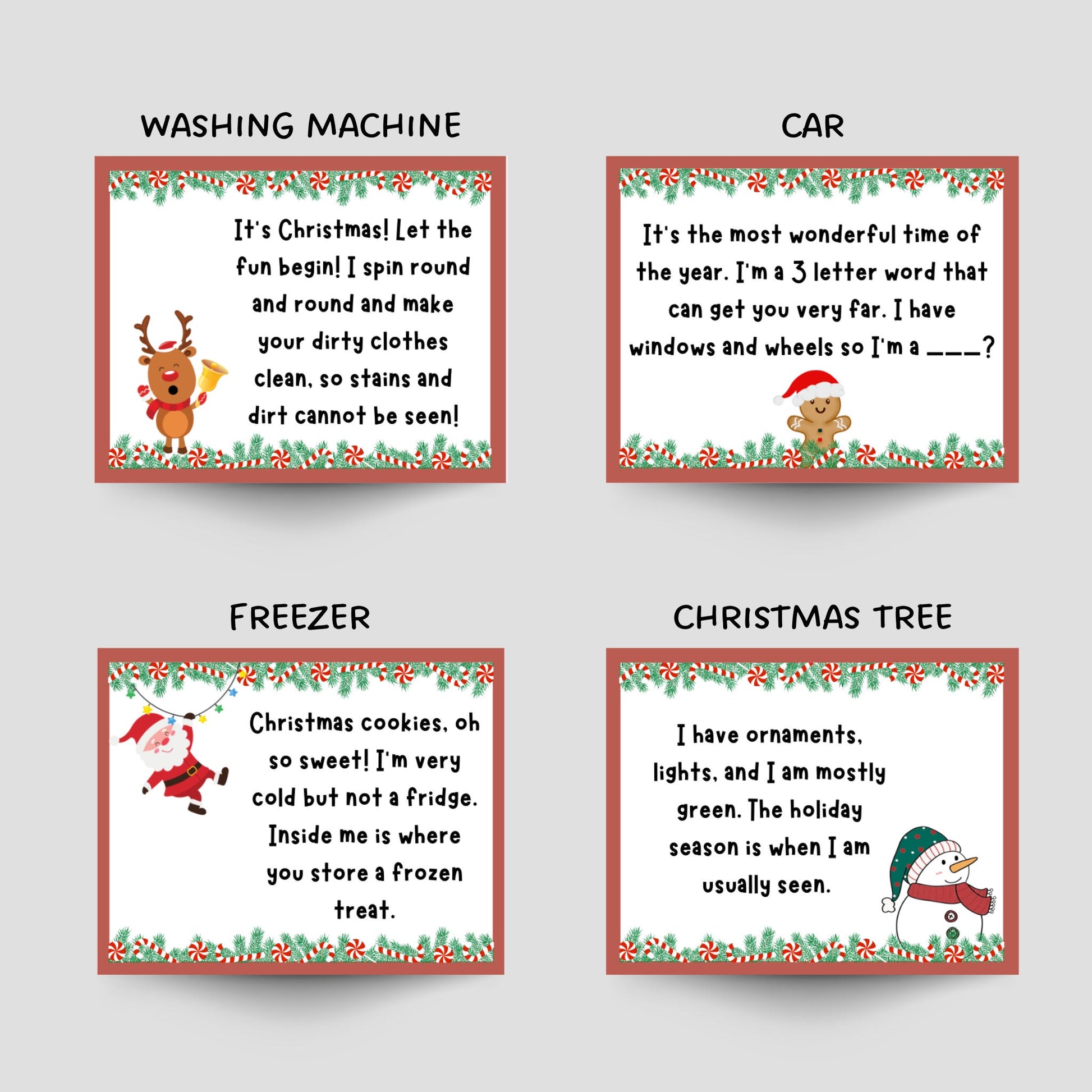 Indoor Christmas Treasure Hunt For Kids, Christmas Scavenger Hunt Printable, Fun Christmas Activity, Party Game, Treasure Hunt Clue Cards
