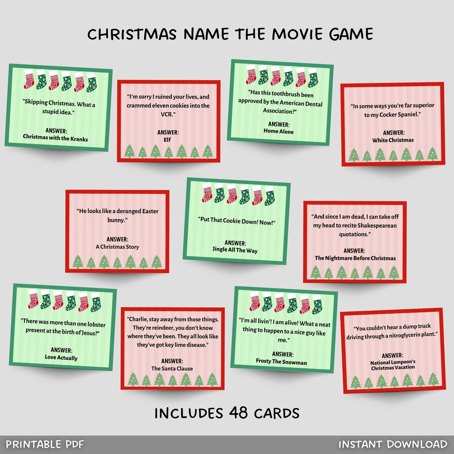 Christmas Name The Movie Game Printable, Family Feud Game, Christmas Party Game, Office Party Game, Fun Holiday Family Game, Adults & Kids