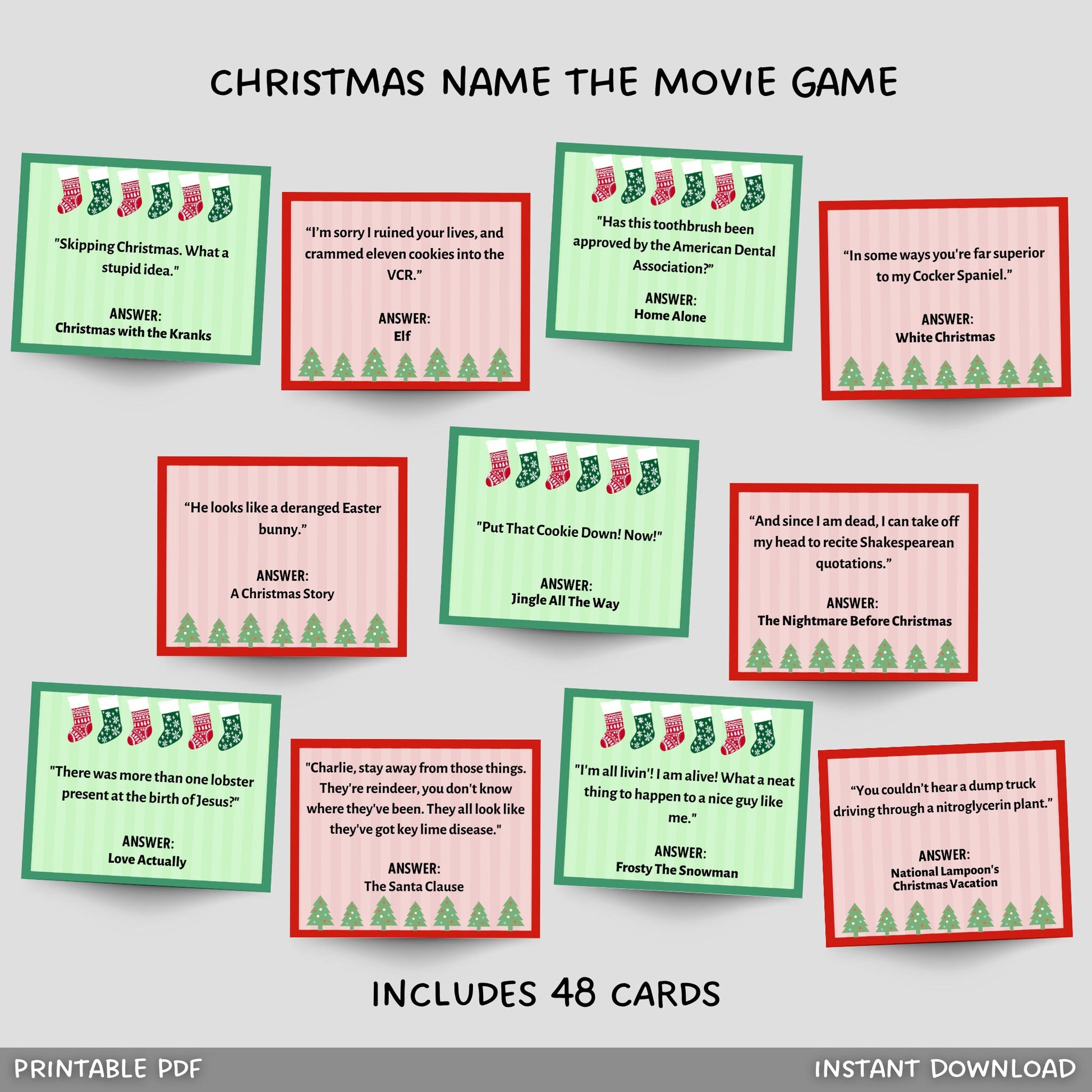 Christmas Name The Movie Game Printable, Family Feud Game, Christmas Party Game, Office Party Game, Fun Holiday Family Game, Adults & Kids