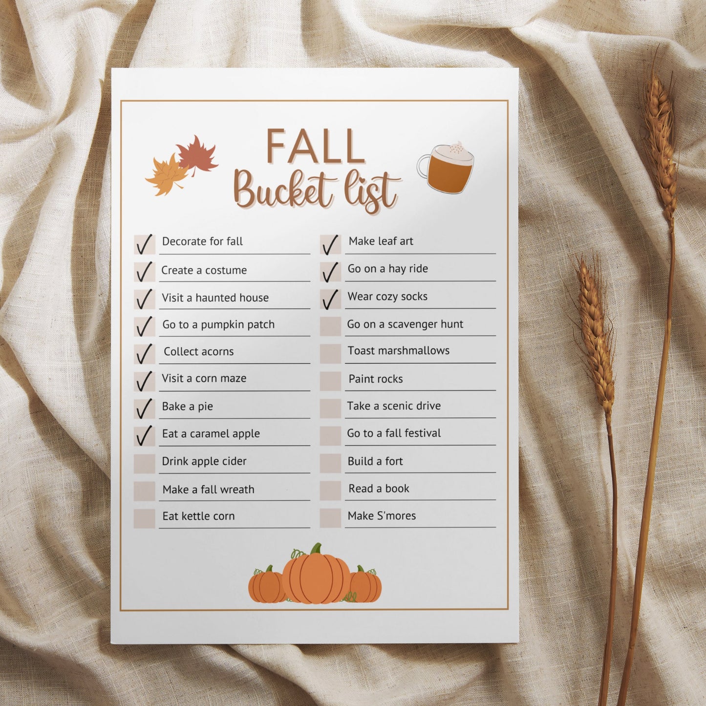 Fall Bucket List Printable, Editable Autumn Bucket List, Fun Autumn Activities Checklist, Fall To Do List, Family Fall Bucket List PDF