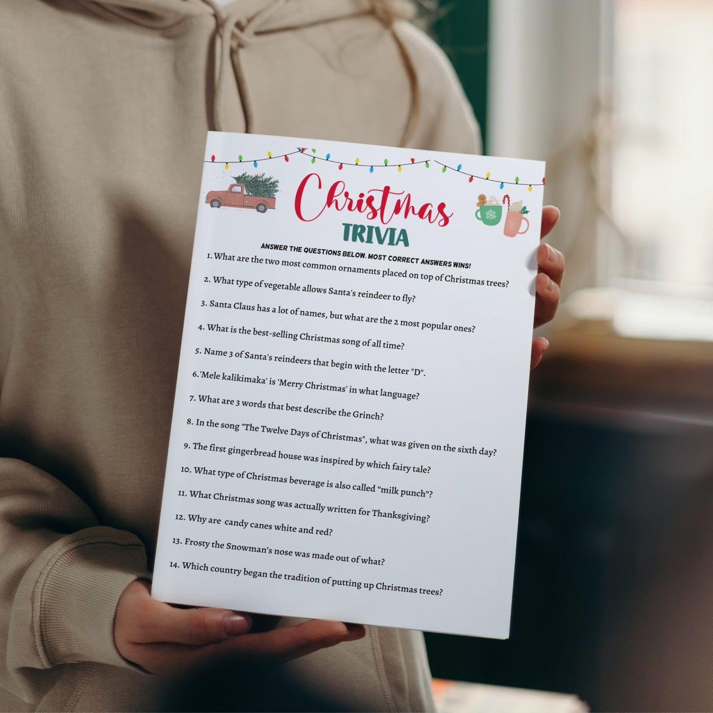 Christmas Trivia Game Printable, Fun Holiday Party Game, Office Party Game, Xmas Family Activity Game, Christmas Party Game, Adults & Kids