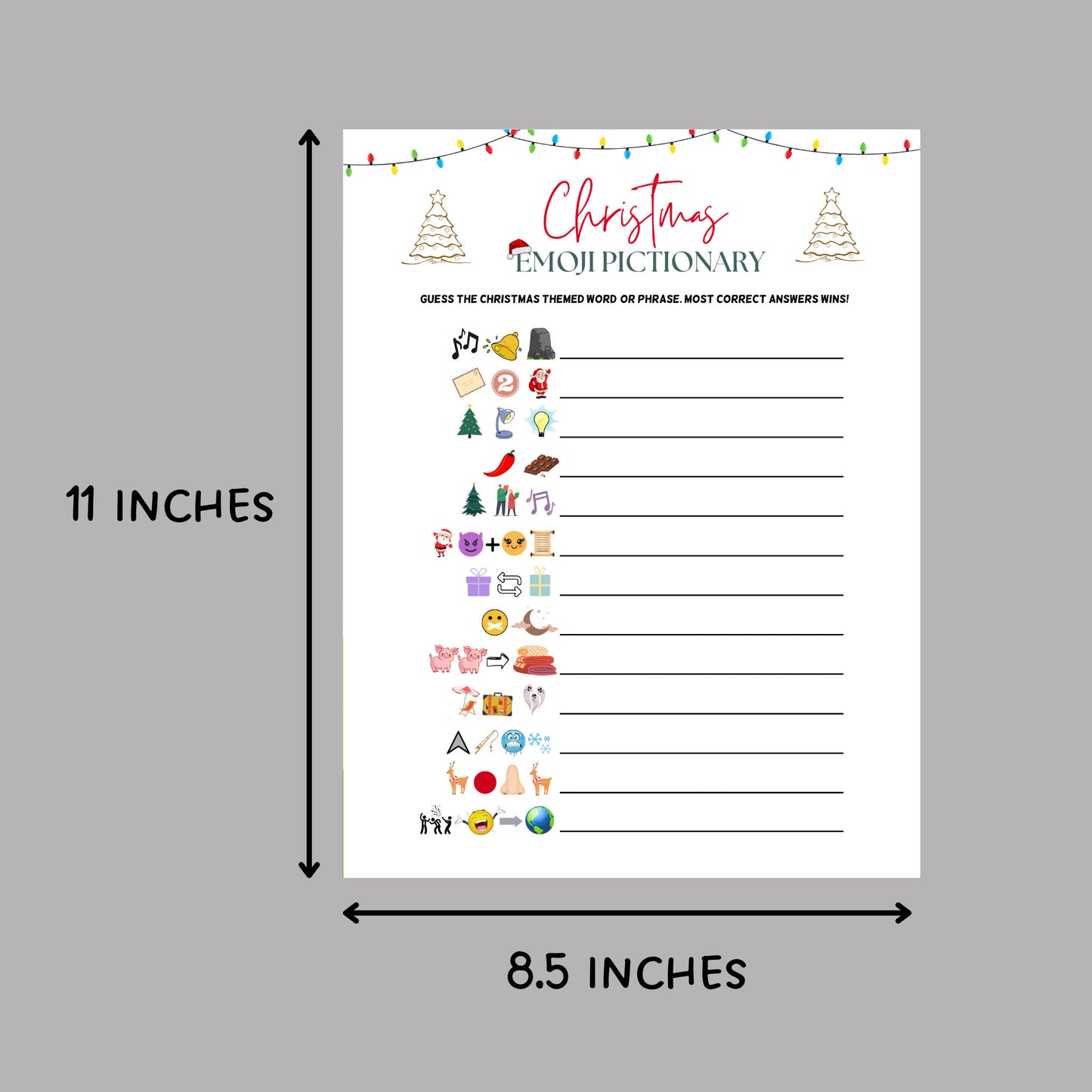 Christmas Emoji Pictionary Printable, Christmas Phrases Emoji Game, Xmas Emoji Game, Fun Holiday Family Game, Classroom Office Party Game