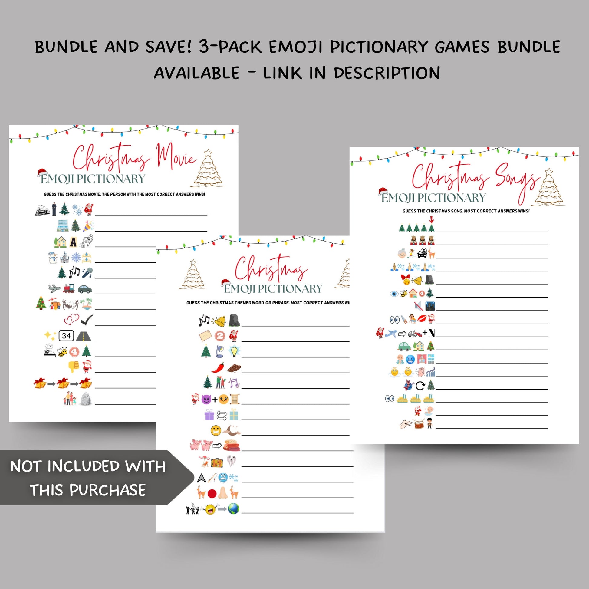 Christmas Emoji Pictionary Printable, Christmas Phrases Emoji Game, Xmas Emoji Game, Fun Holiday Family Game, Classroom Office Party Game
