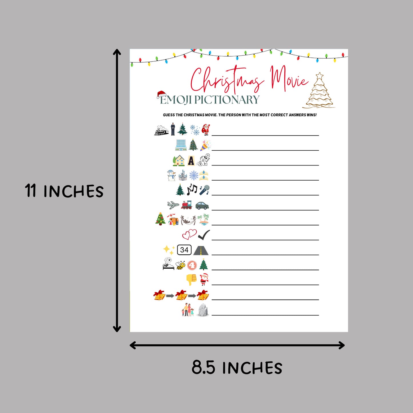 Christmas Movies Emoji Pictionary Printable, Christmas Emoji Game, Xmas Movie Emoji Game, Fun Holiday Game, Family Game, Office Party Game
