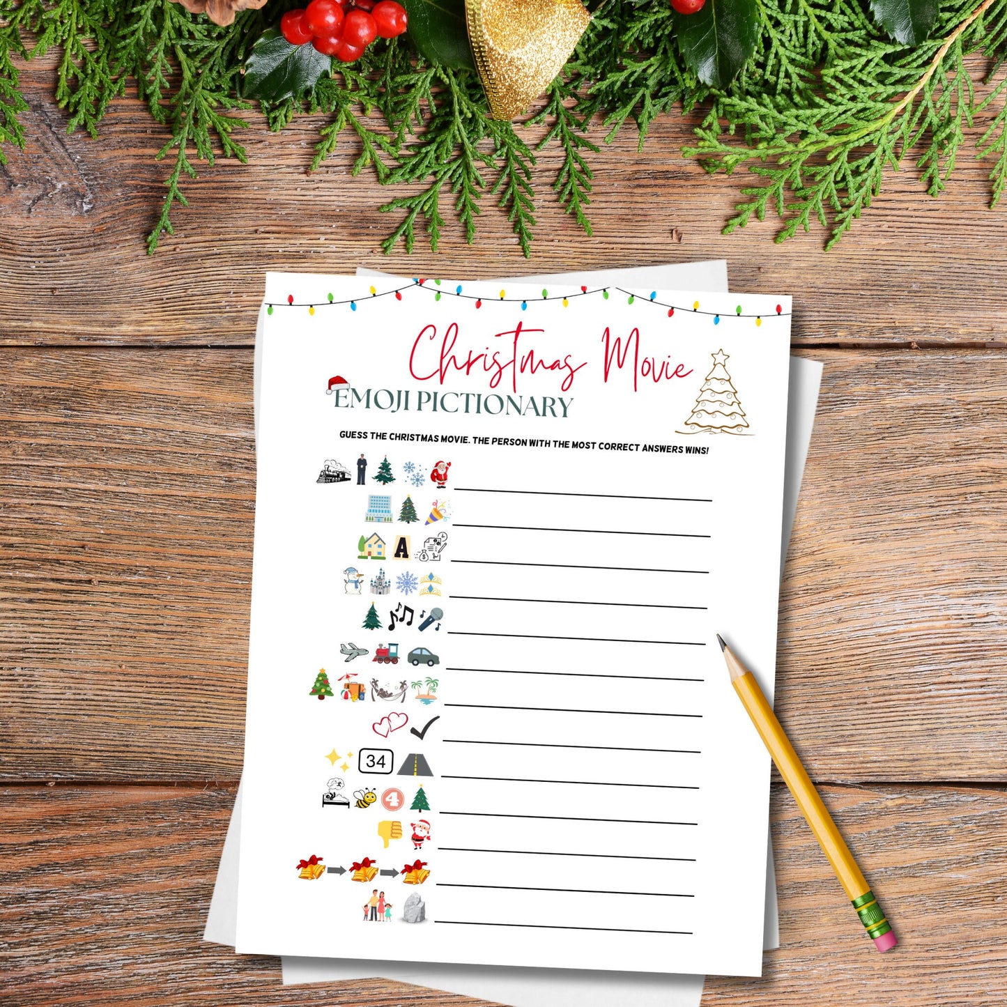 Christmas Movies Emoji Pictionary Printable, Christmas Emoji Game, Xmas Movie Emoji Game, Fun Holiday Game, Family Game, Office Party Game