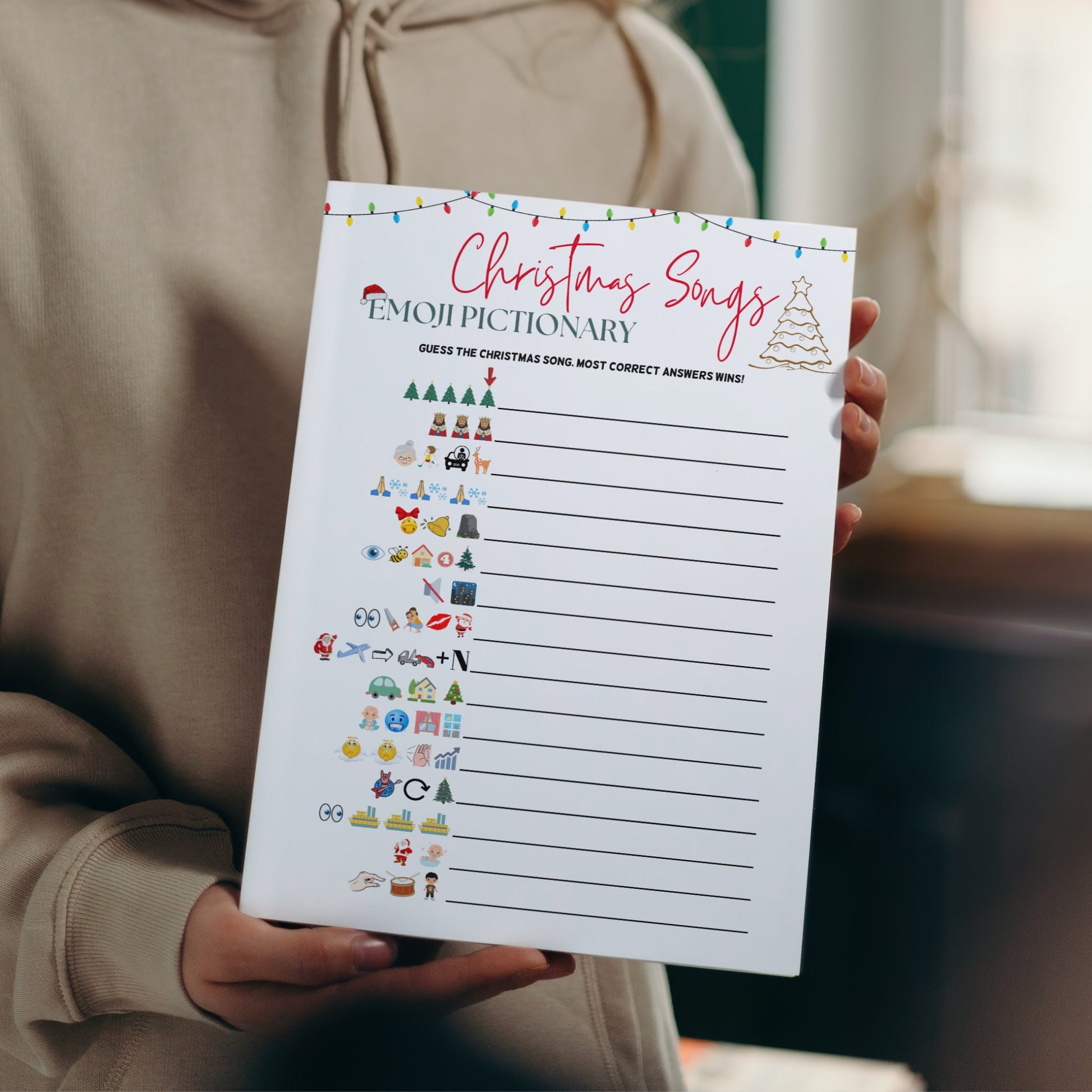 Christmas Songs Emoji Pictionary Printable, Christmas Guessing Game, Xmas Movie Emoji Game, Fun Holiday Family Game, Office Work Party Game