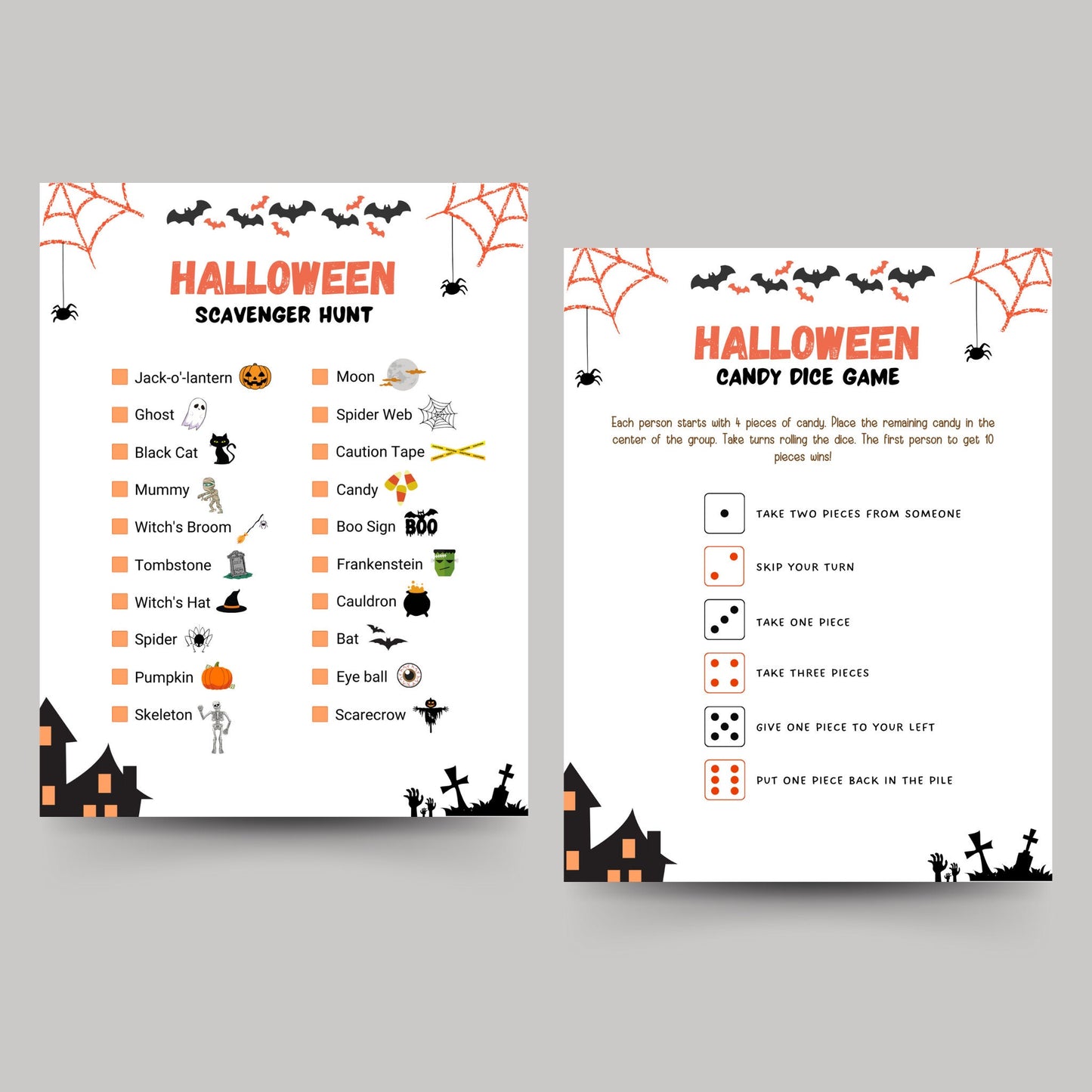 Halloween Games Bundle Kids Printable, Halloween Party Games, Scavenger Hunt, Candy Dice Game, Bingo, Word Search, Word Scramble
