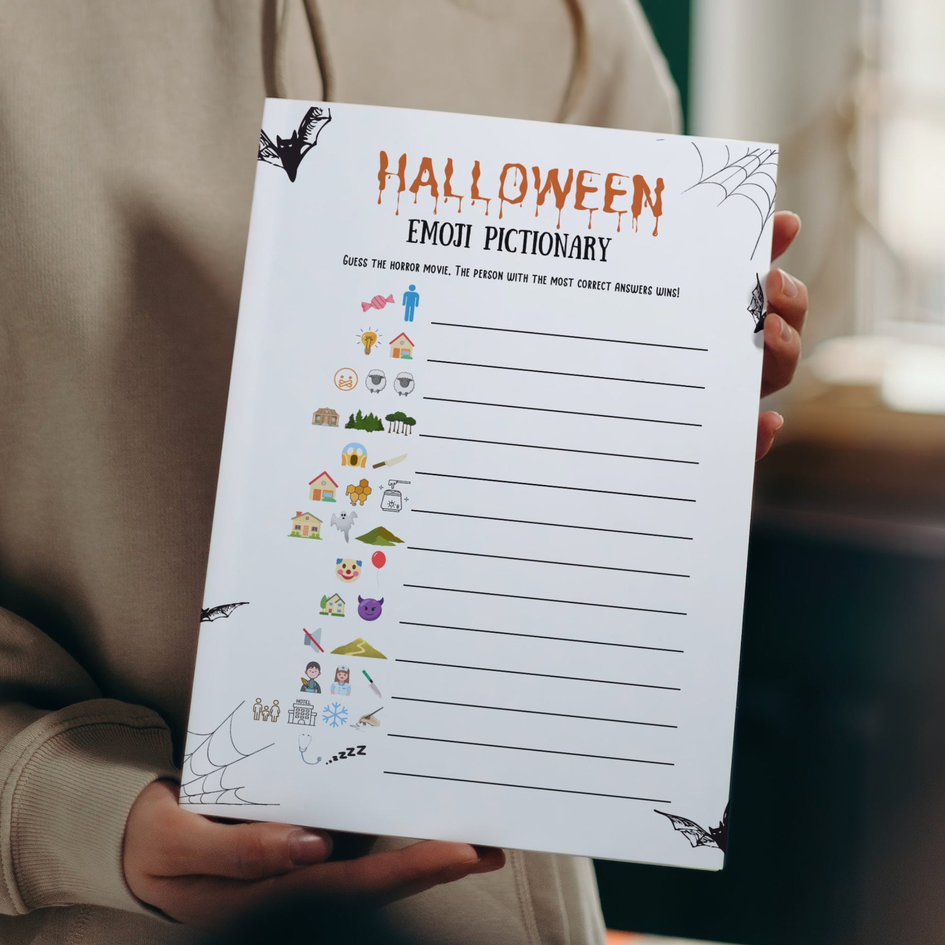 Halloween Emoji Game Printable, Emoji Pictionary Party Game For Adults, Halloween Party Decor, Fun Halloween Party Games Instant Download