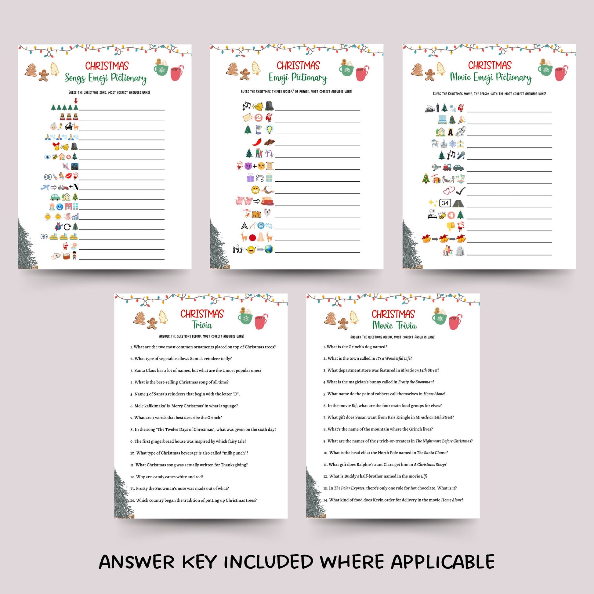 Christmas Game Bundle Printable, Family Christmas Games, Office Party Christmas Games, Fun Holiday Games, Xmas Party Games, Kids & Adults