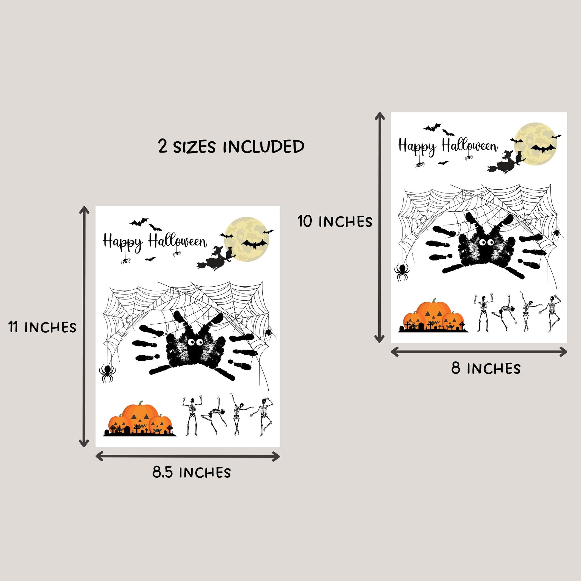 Halloween Handprint & Footprint Crafts Printable, DIY Art For Baby Toddler Kids, Memory Keepsake Ideas, Preschool Activity, First Halloween