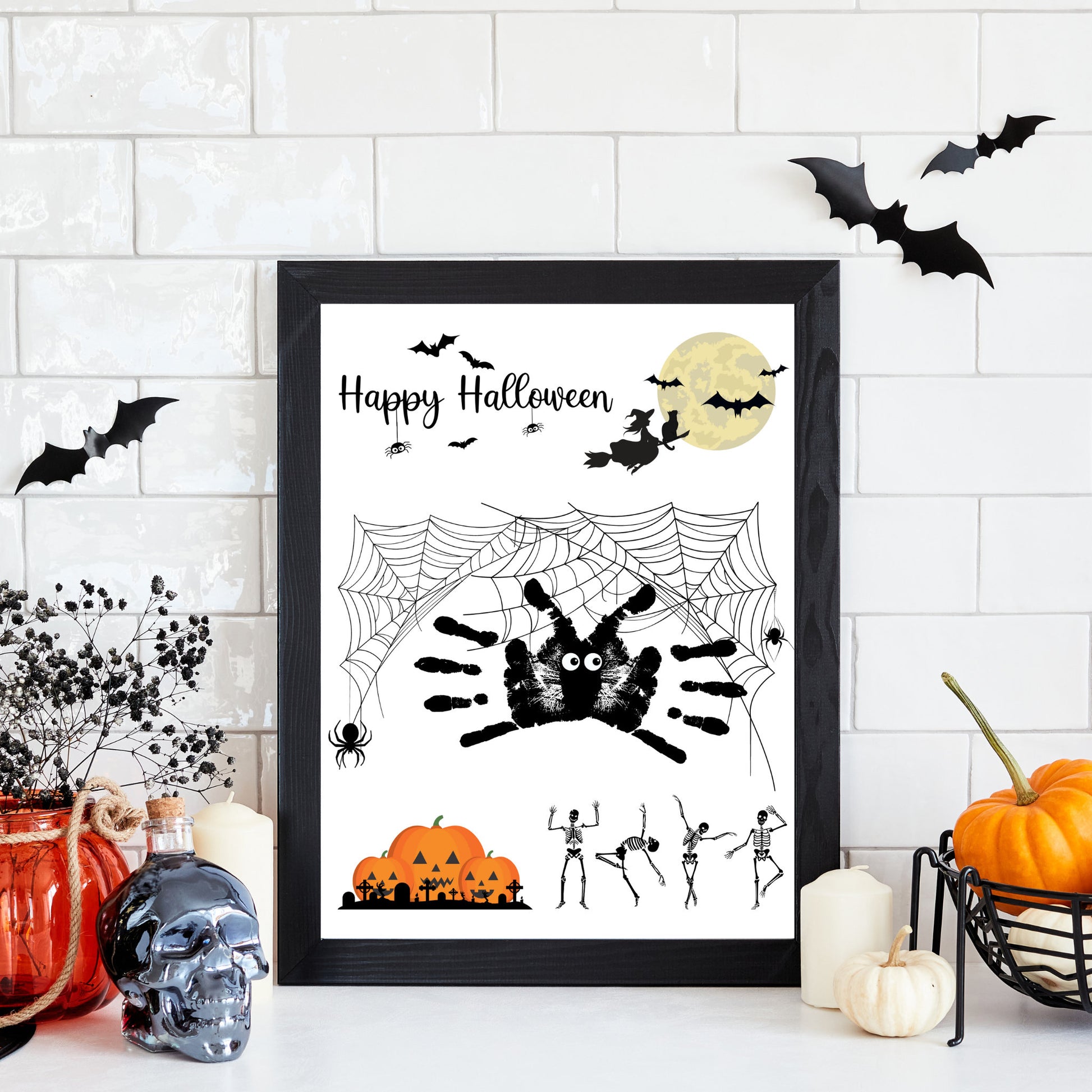 Halloween Handprint & Footprint Crafts Printable, DIY Art For Baby Toddler Kids, Memory Keepsake Ideas, Preschool Activity, First Halloween