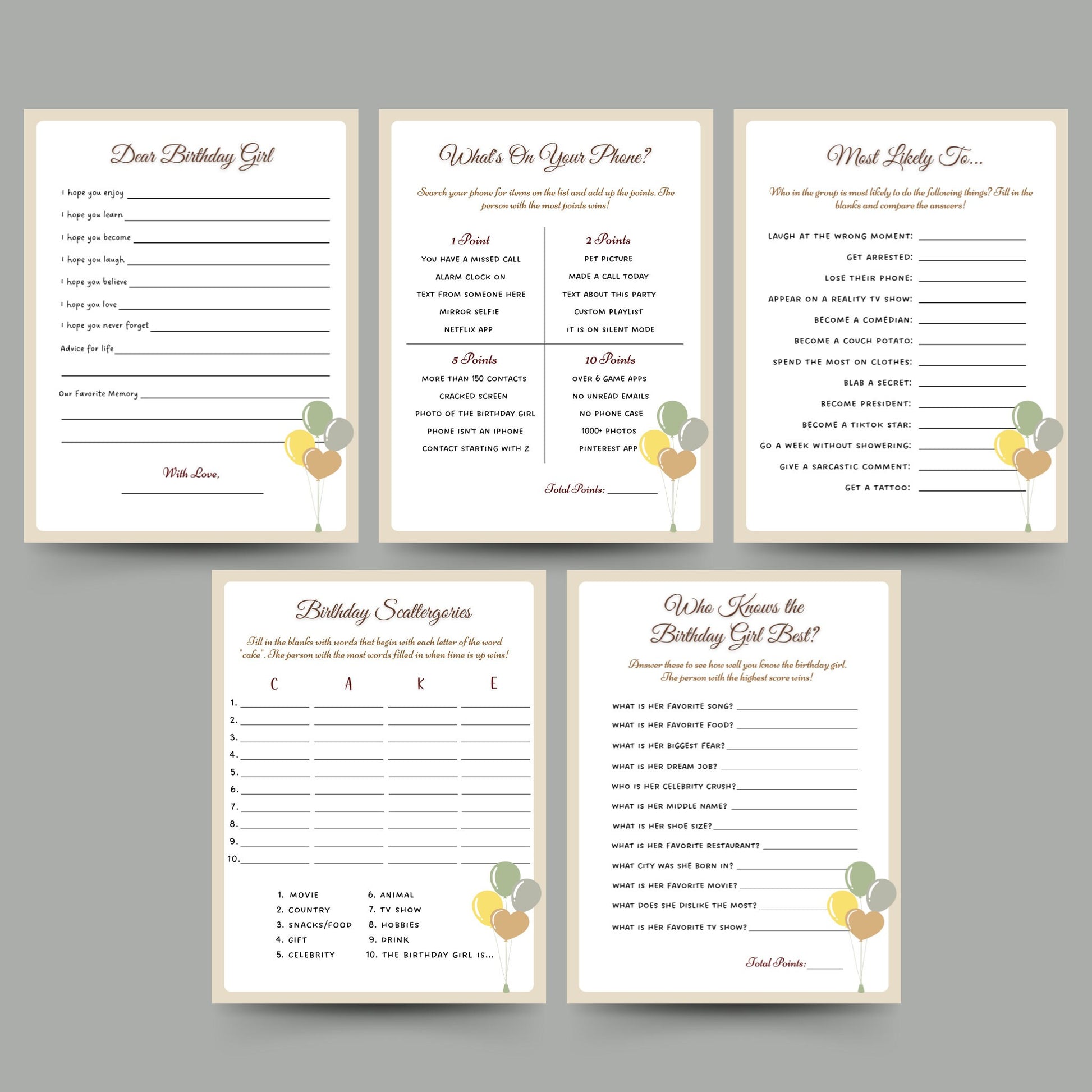 Sweet 16 Birthday Party Games Bundle Printable, 16th Birthday Games for Her, Teen Girl Birthday Activities, Sweet Sixteen Teenager Games