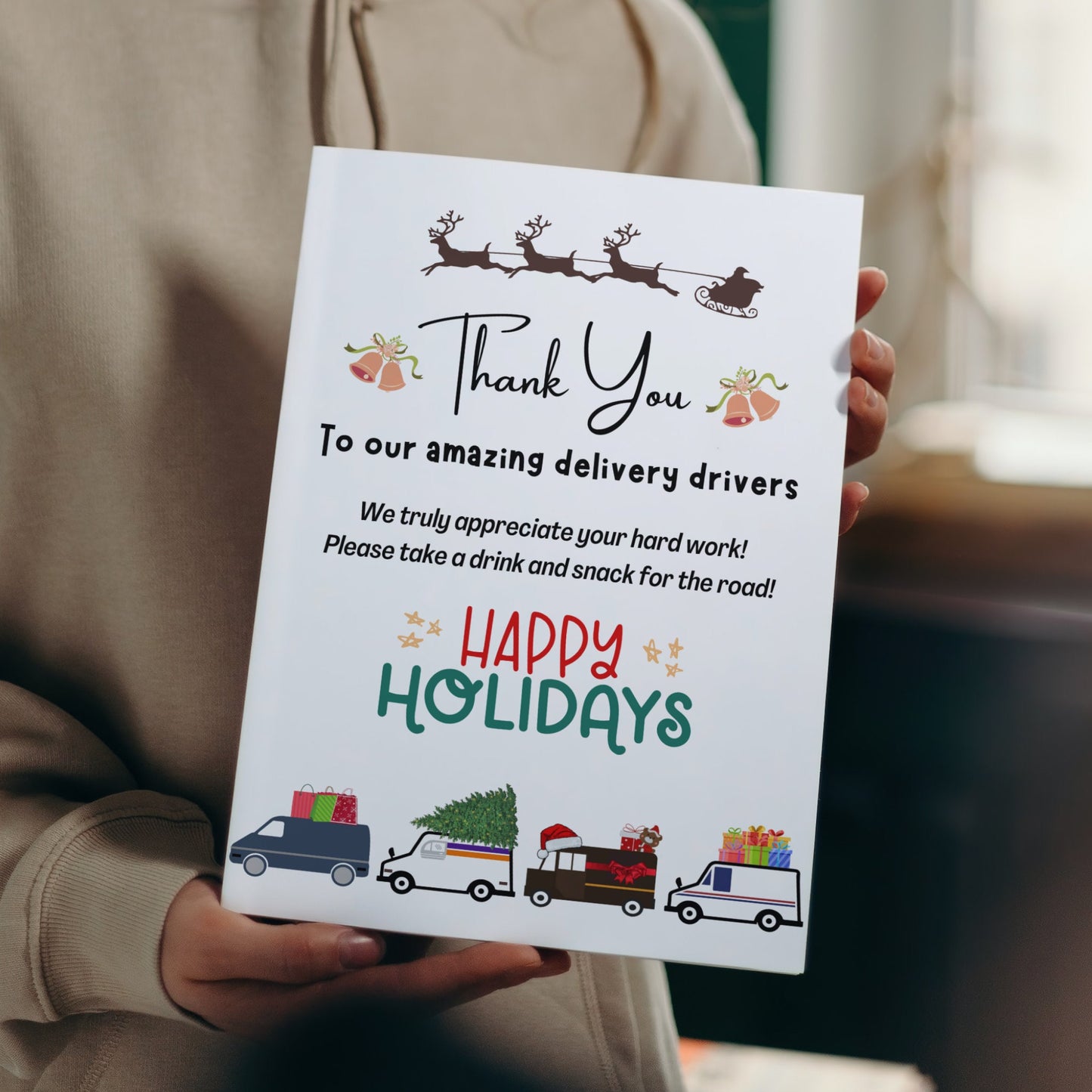 Delivery Driver Appreciation Sign, Delivery Driver Thank You Snack & Drink Sign, Mail Carrier Treat Basket Printable Sign, Happy Holidays