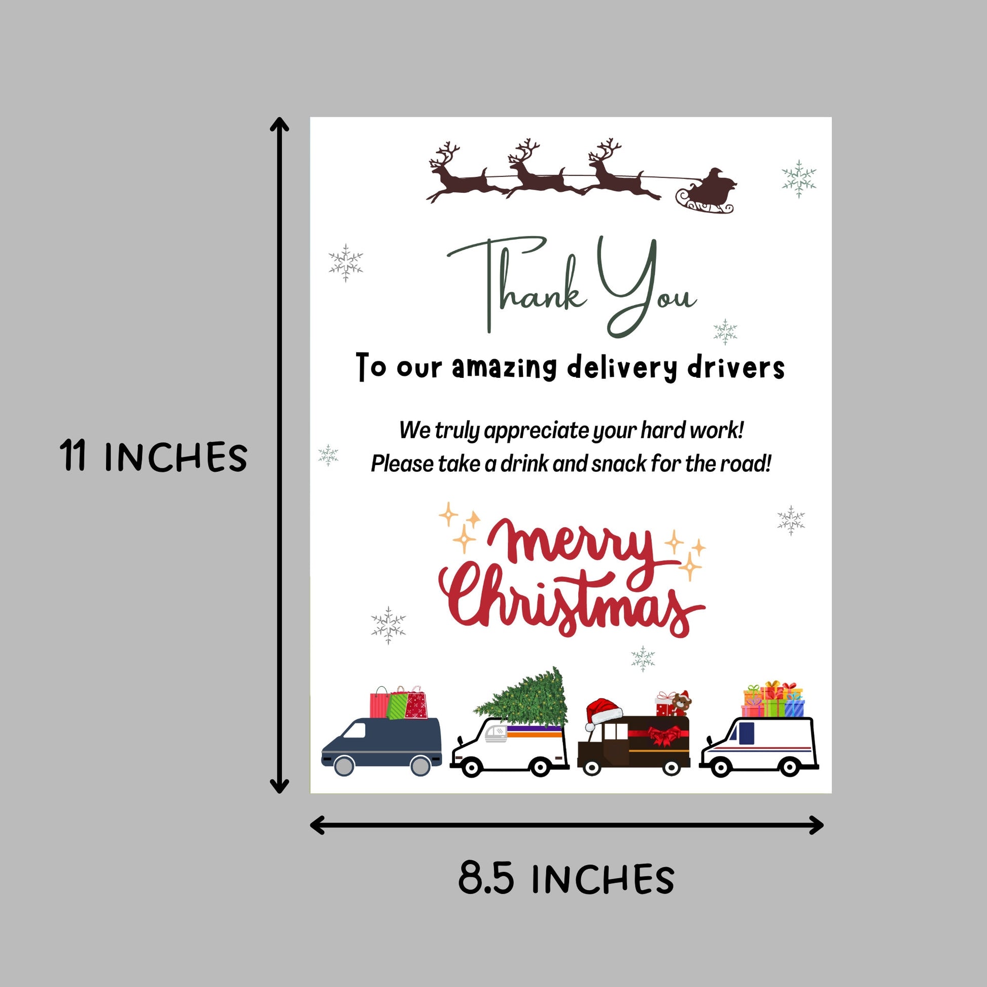 Treat Basket Printable Sign, Christmas Delivery Driver Appreciation Sign, Delivery Driver Thank You Snack & Drink Sign, Mail Carrier Sign