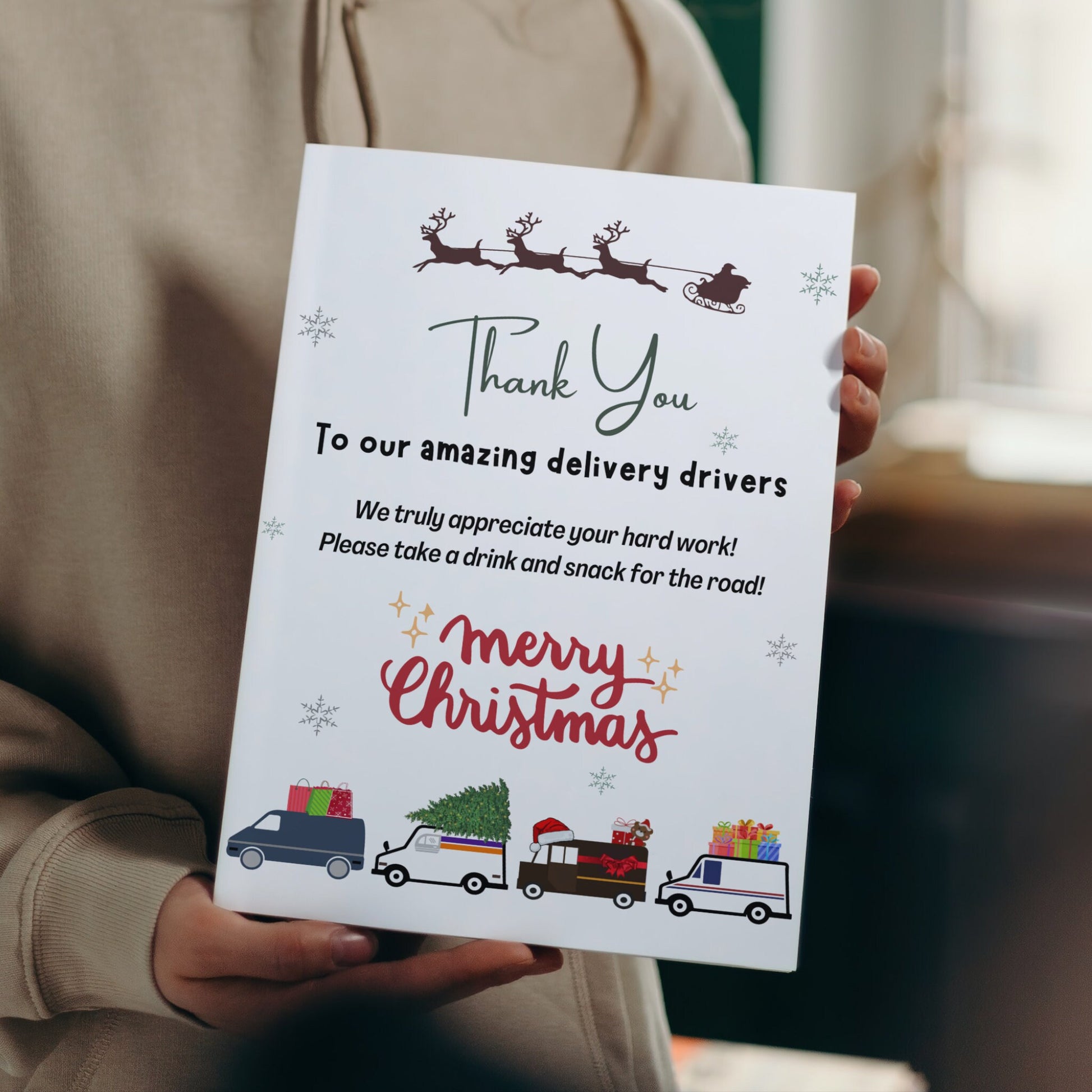 Treat Basket Printable Sign, Christmas Delivery Driver Appreciation Sign, Delivery Driver Thank You Snack & Drink Sign, Mail Carrier Sign
