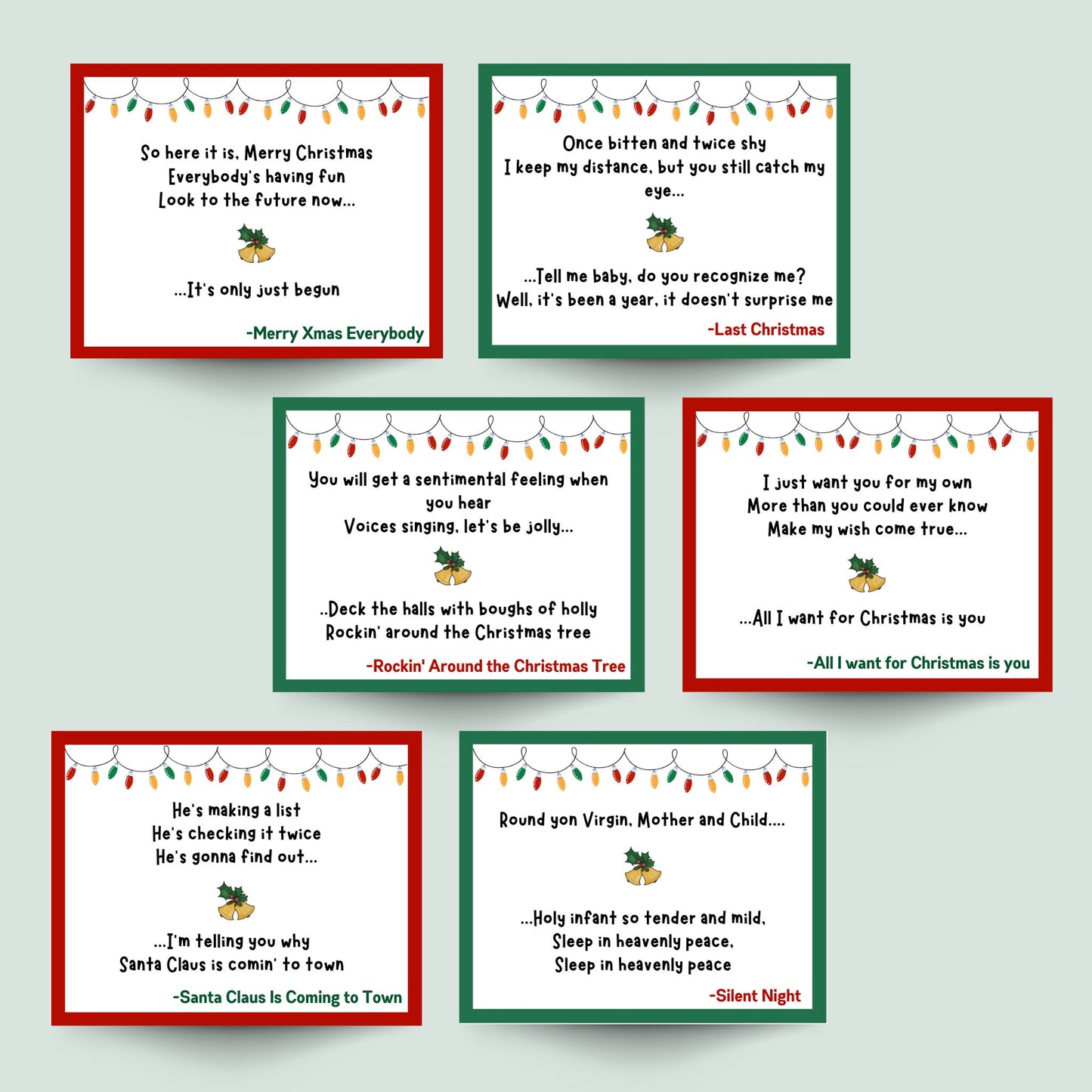 Christmas Finish The Lyric Game Printable, Christmas Carol Finish the Phrase, Finish the Song Xmas Party, Office Party, Family Dinner Party