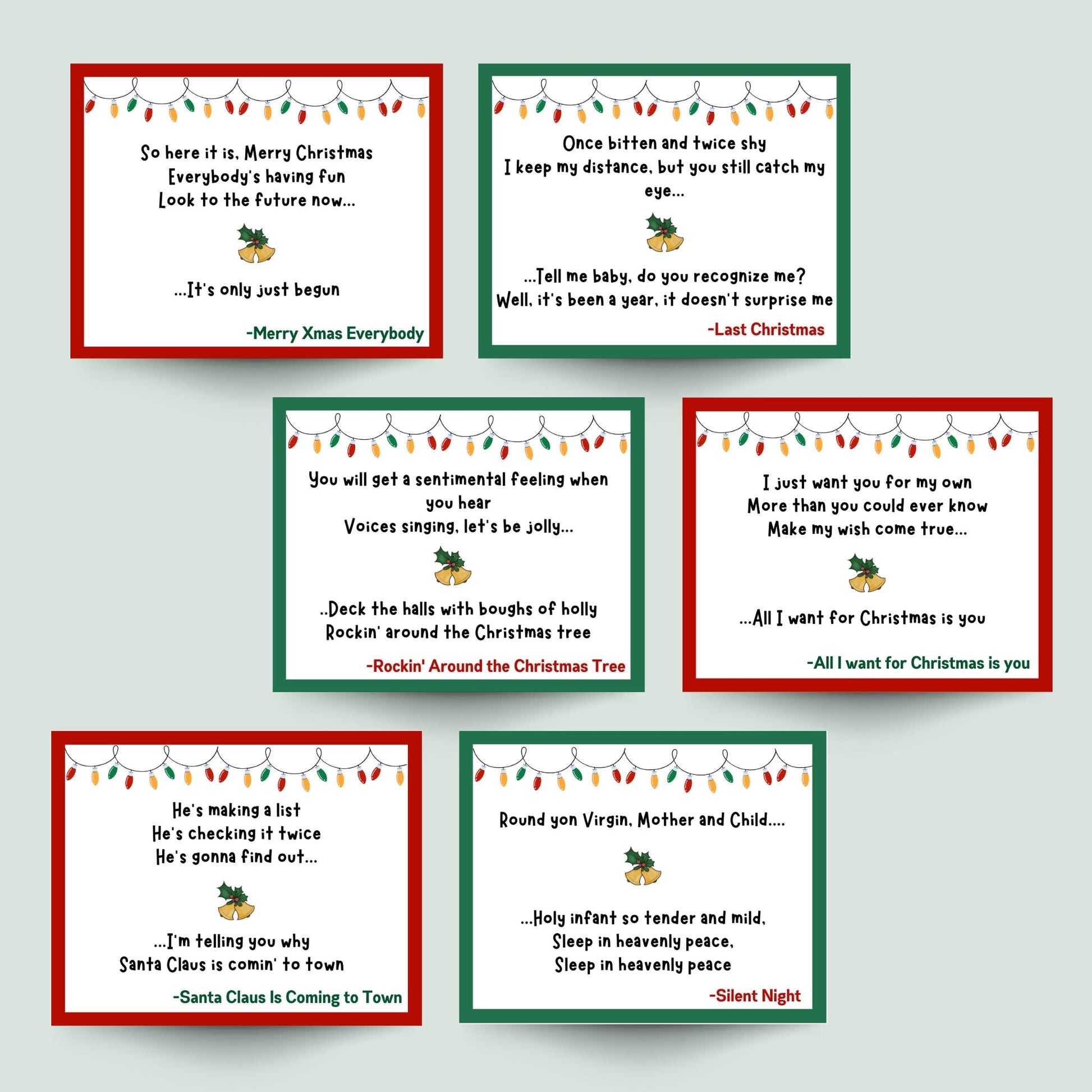 Christmas Finish The Lyric Game Printable, Christmas Carol Finish the Phrase, Finish the Song Xmas Party, Office Party, Family Dinner Party