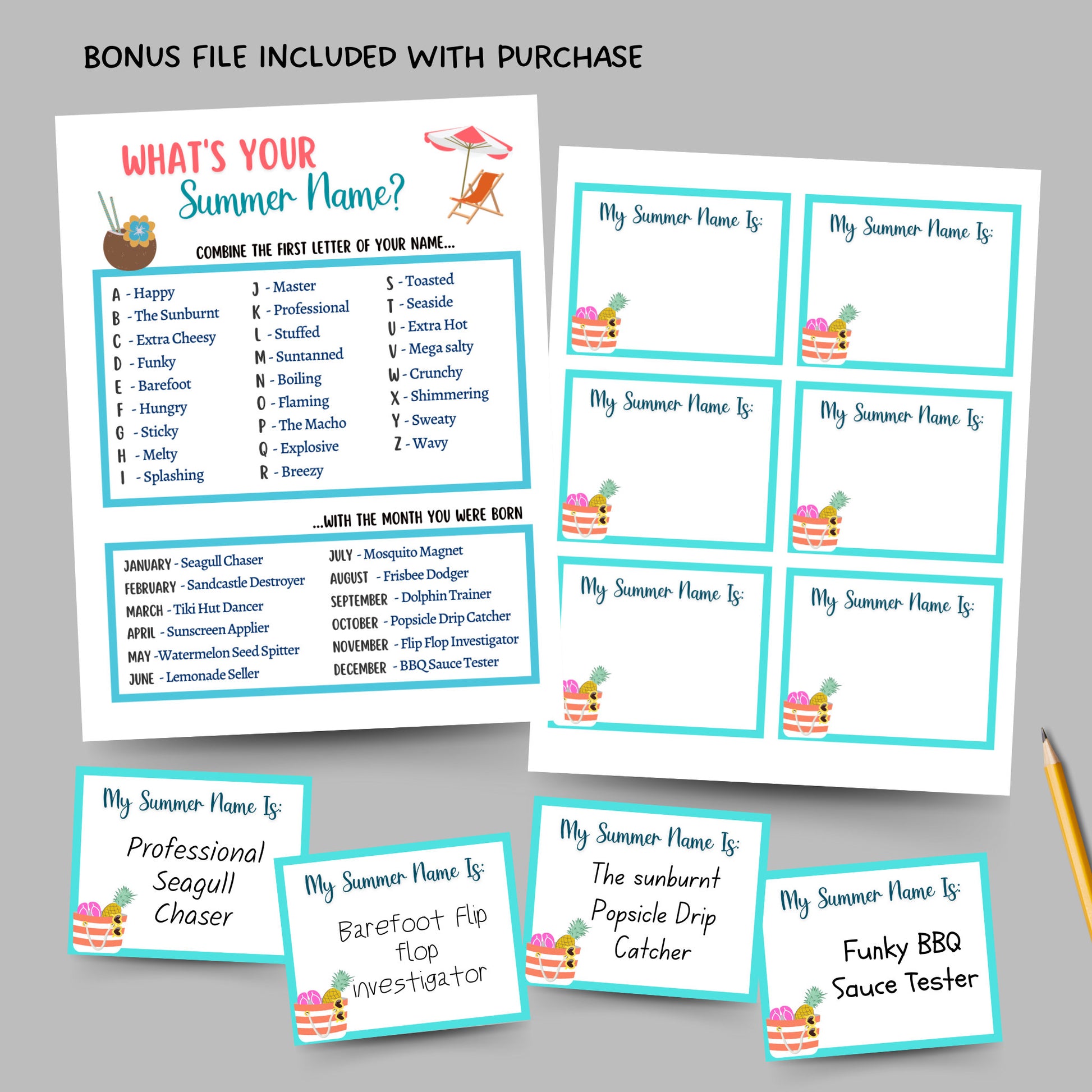 Summer Games Bundle Printable, Summer Camp Activity, Summertime Beach Party Game Adult and Kids, Fun Family Activity, Vacation Travel Trivia