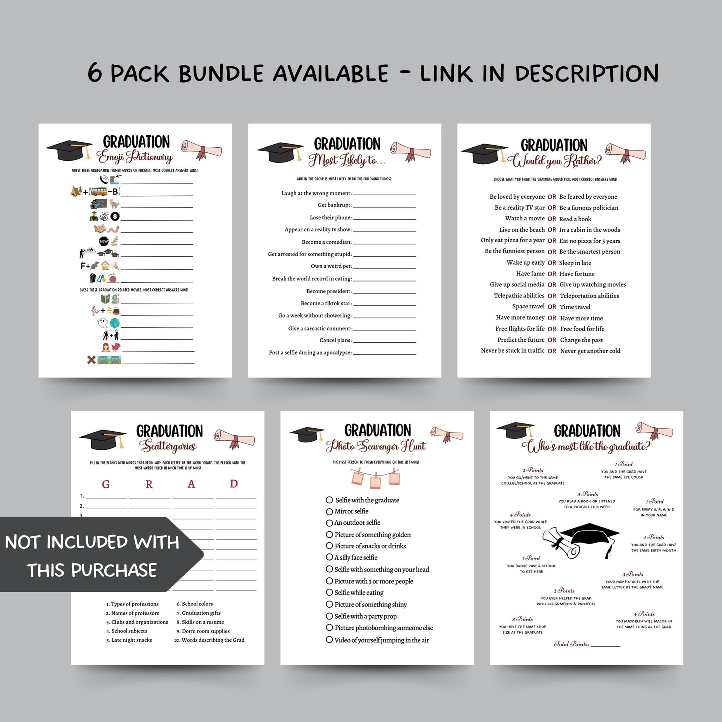Graduation Emoji Pictionary Game Printable, Graduation Party Activity, College Grad, High School Grad, Fun Graduation Games, Party Ideas