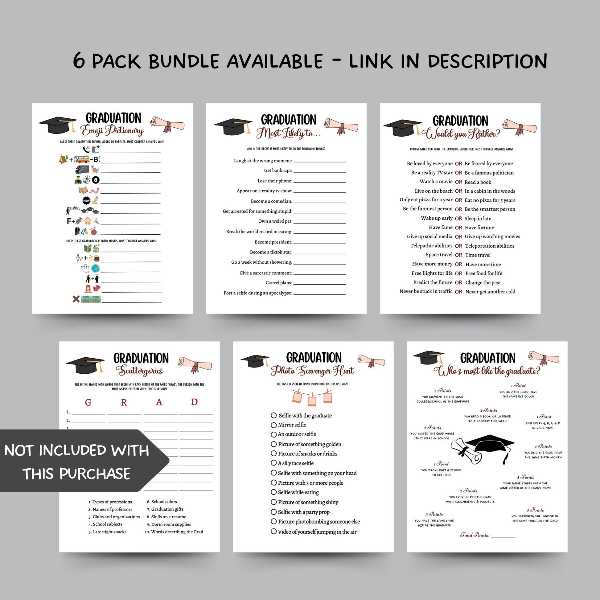 Graduation Emoji Pictionary Game Printable, Graduation Party Activity, College Grad, High School Grad, Fun Graduation Games, Party Ideas