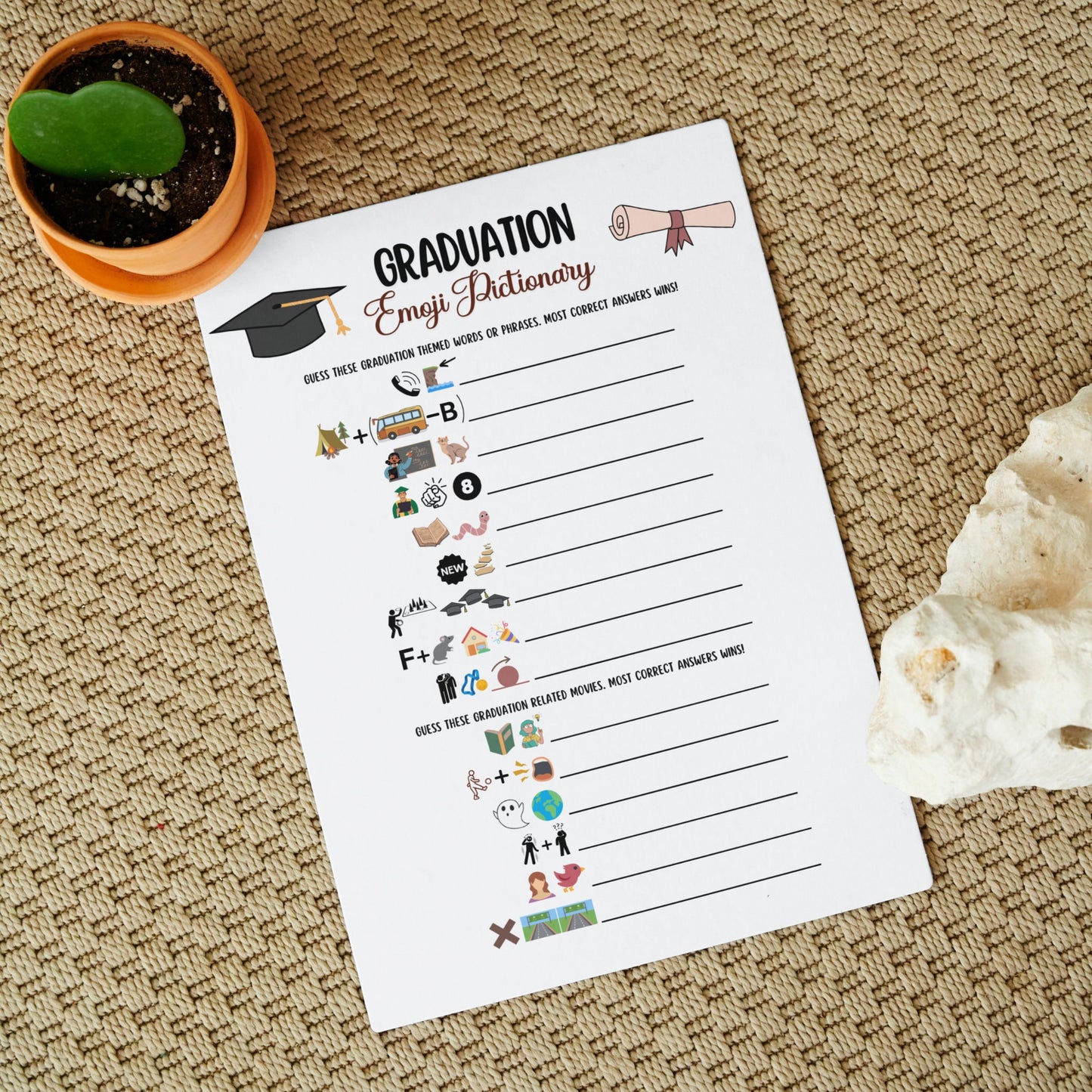 Graduation Emoji Pictionary Game Printable, Graduation Party Activity, College Grad, High School Grad, Fun Graduation Games, Party Ideas