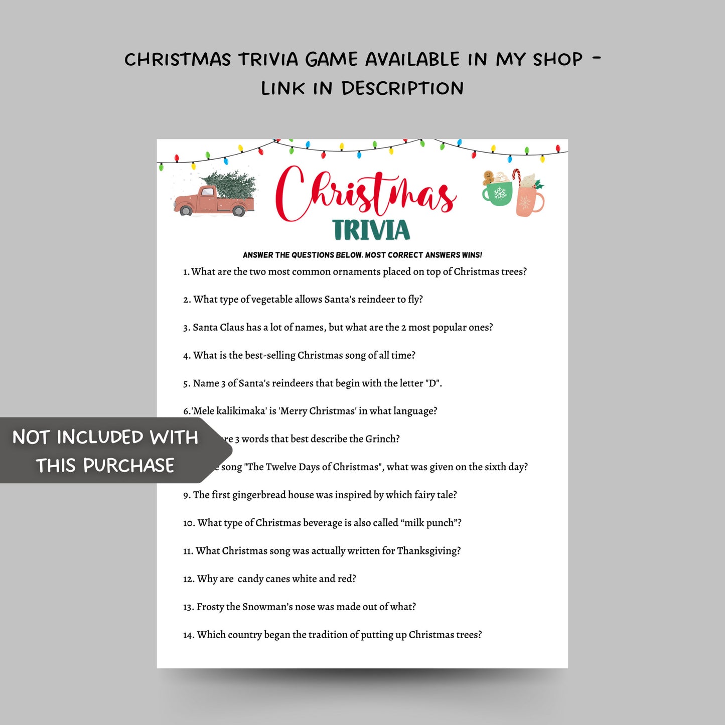 Christmas Movie Trivia Game Printable, Fun Holiday Party Game, Movie Quiz, Office Party Game, Xmas Family Activity, Christmas Party Game