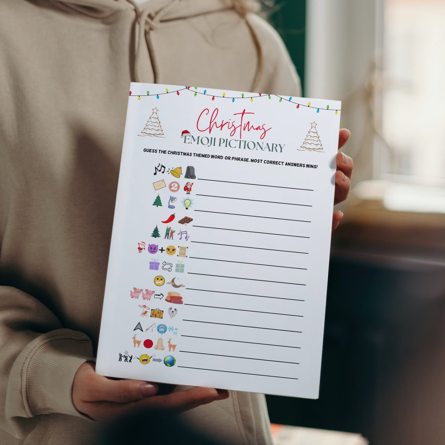 Christmas Emoji Pictionary Printable, Christmas Phrases Emoji Game, Xmas Emoji Game, Fun Holiday Family Game, Classroom Office Party Game