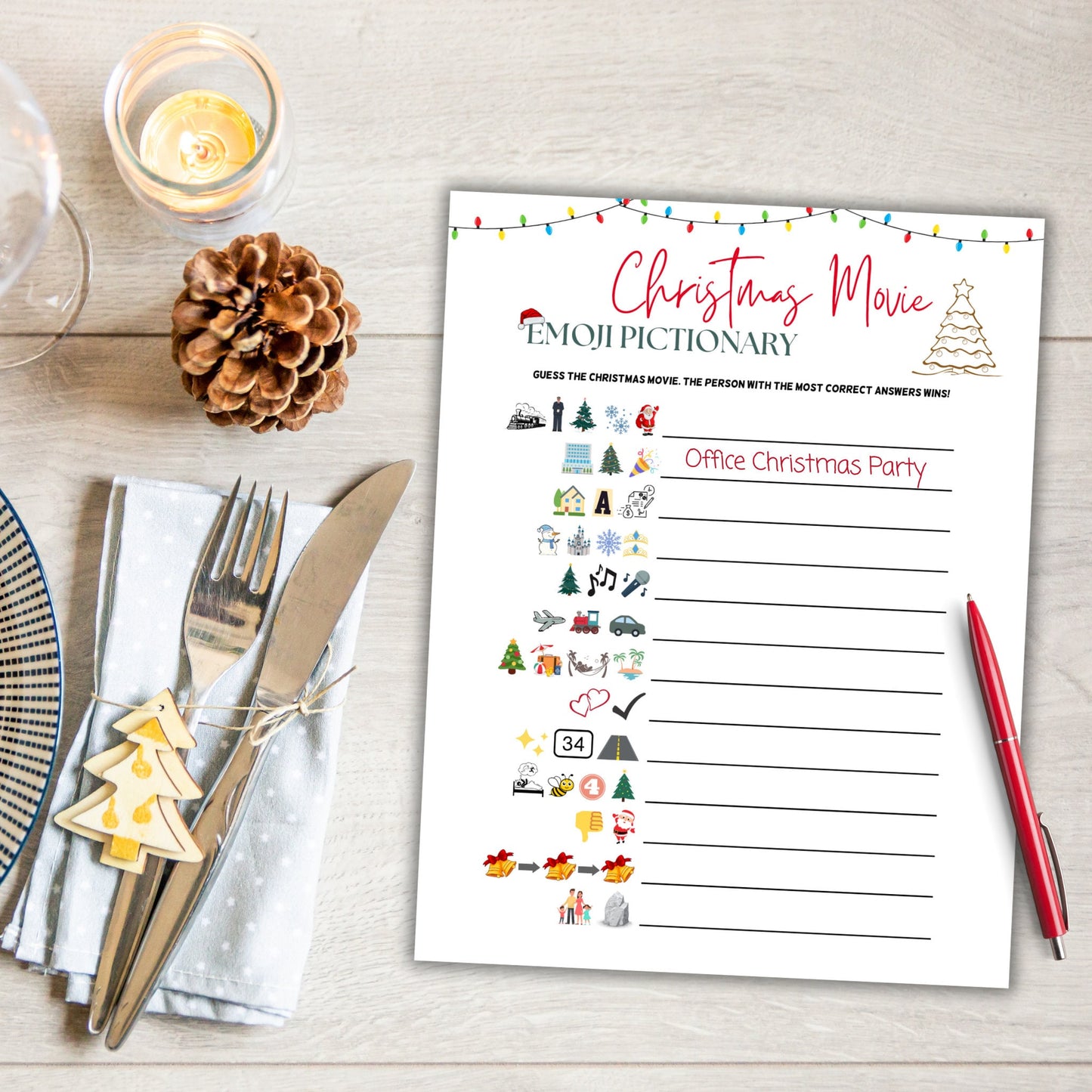 Christmas Movies Emoji Pictionary Printable, Christmas Emoji Game, Xmas Movie Emoji Game, Fun Holiday Game, Family Game, Office Party Game