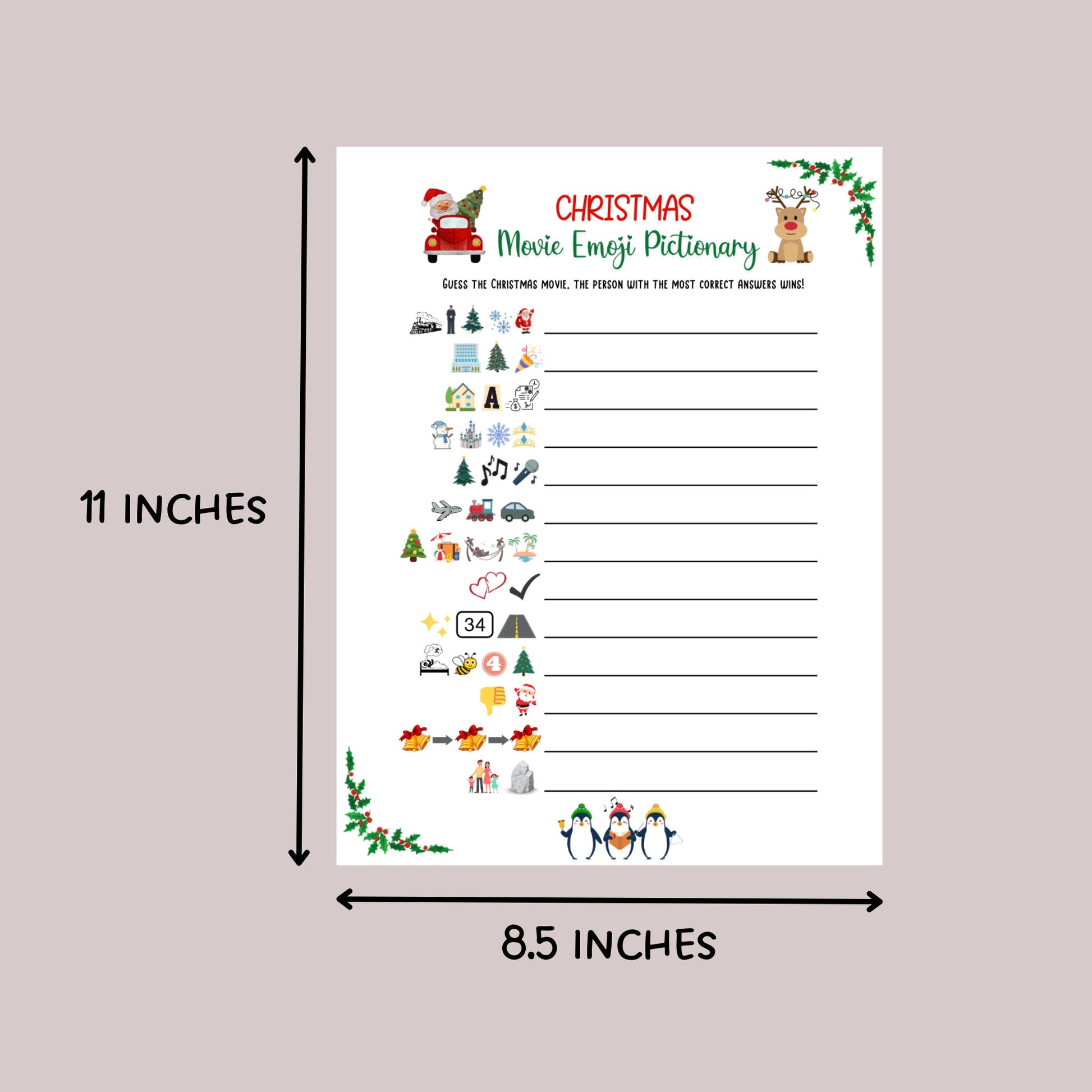 Christmas Party Games Bundle Printable, Fun Holiday Game, Christmas Family Game, Office Party Game, Xmas Game Adult, Trivia Game, Emoji Game