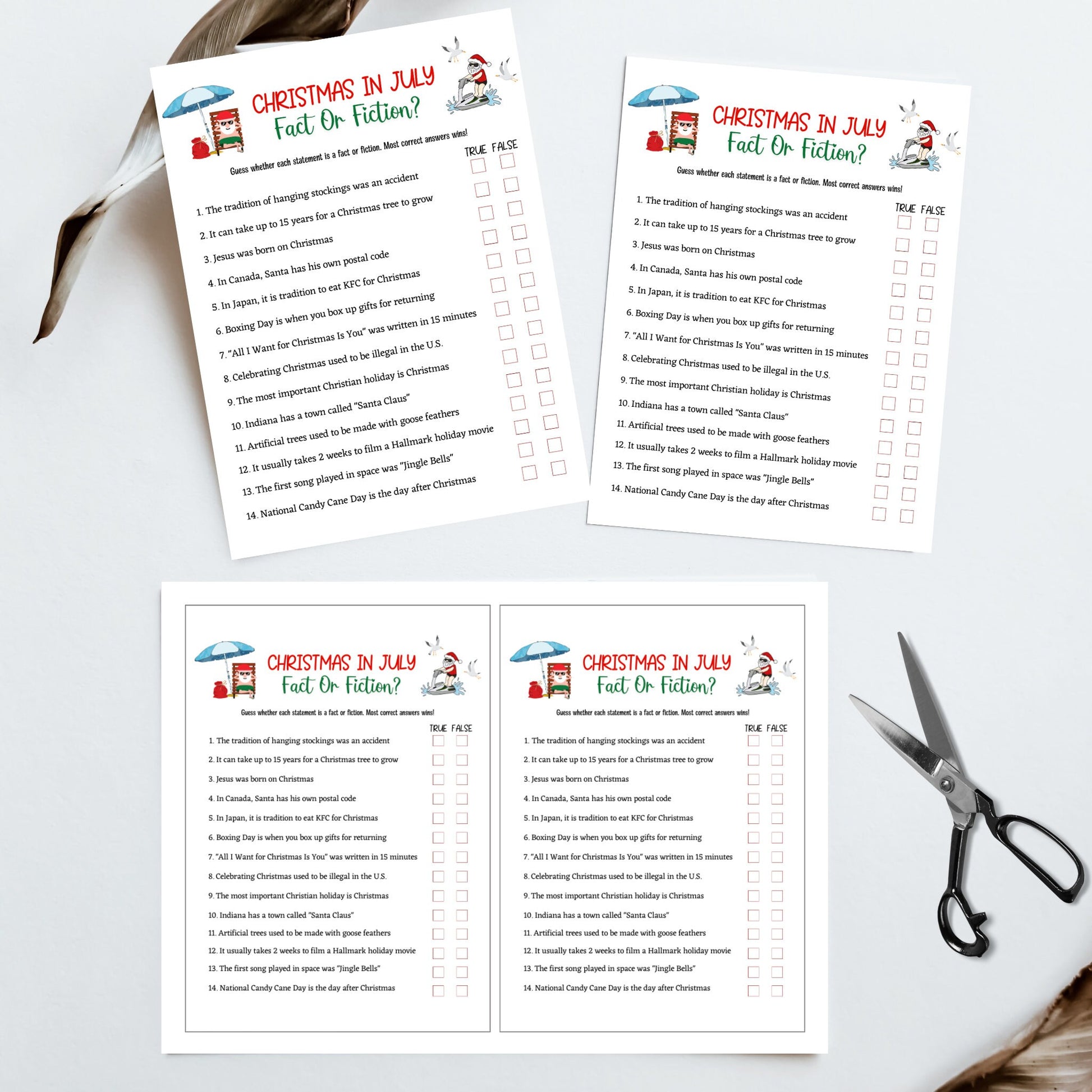 Christmas in July Games Bundle Printable, Family Activity, Office Party Xmas Games, Fun Holiday Games, Xmas Party Games For Kids & Adults