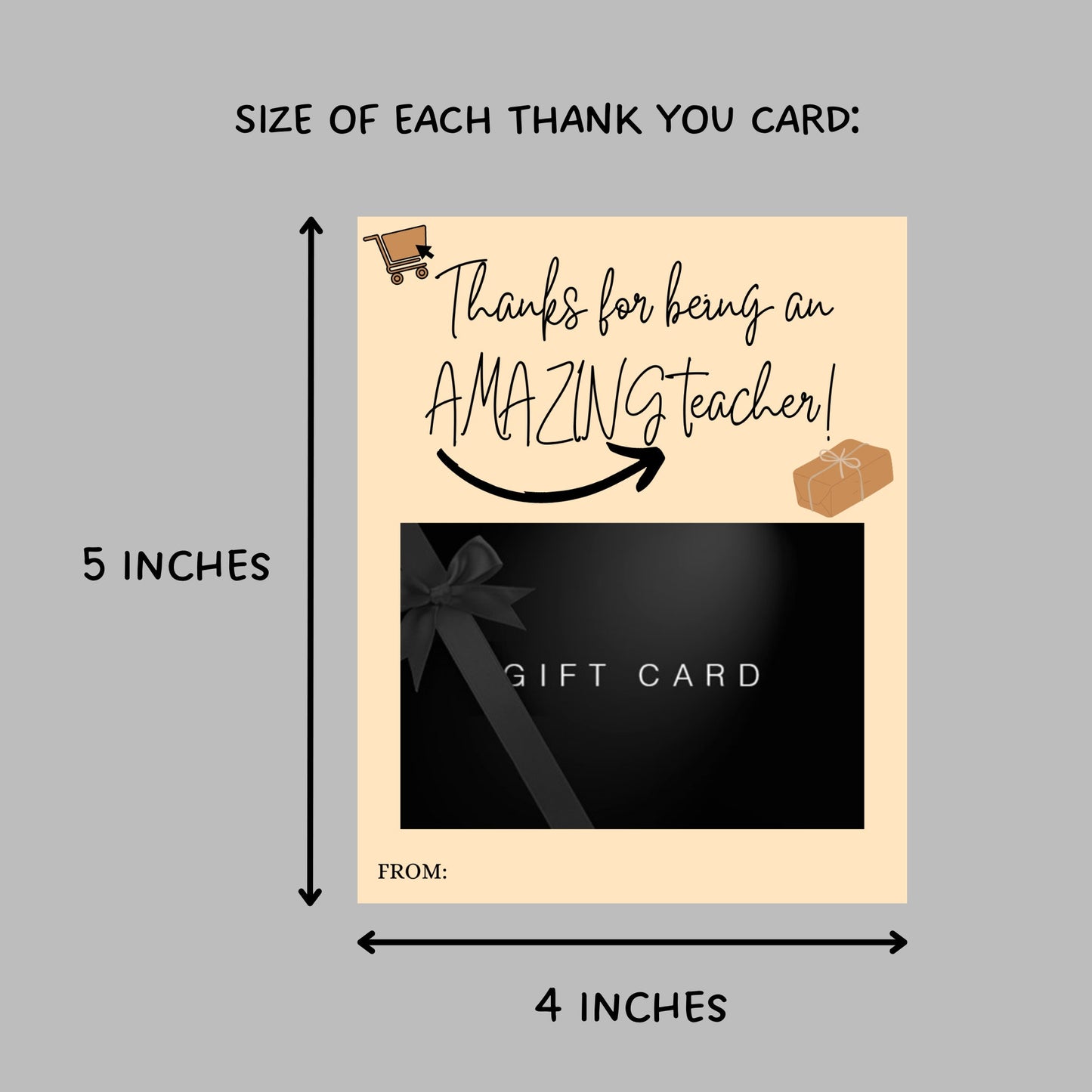 Teacher Appreciation Gift Tags Year End Gift, Thank You Tag Holders, Instant Download Card Holder, End Of Year Teacher Gifts, Printable Card