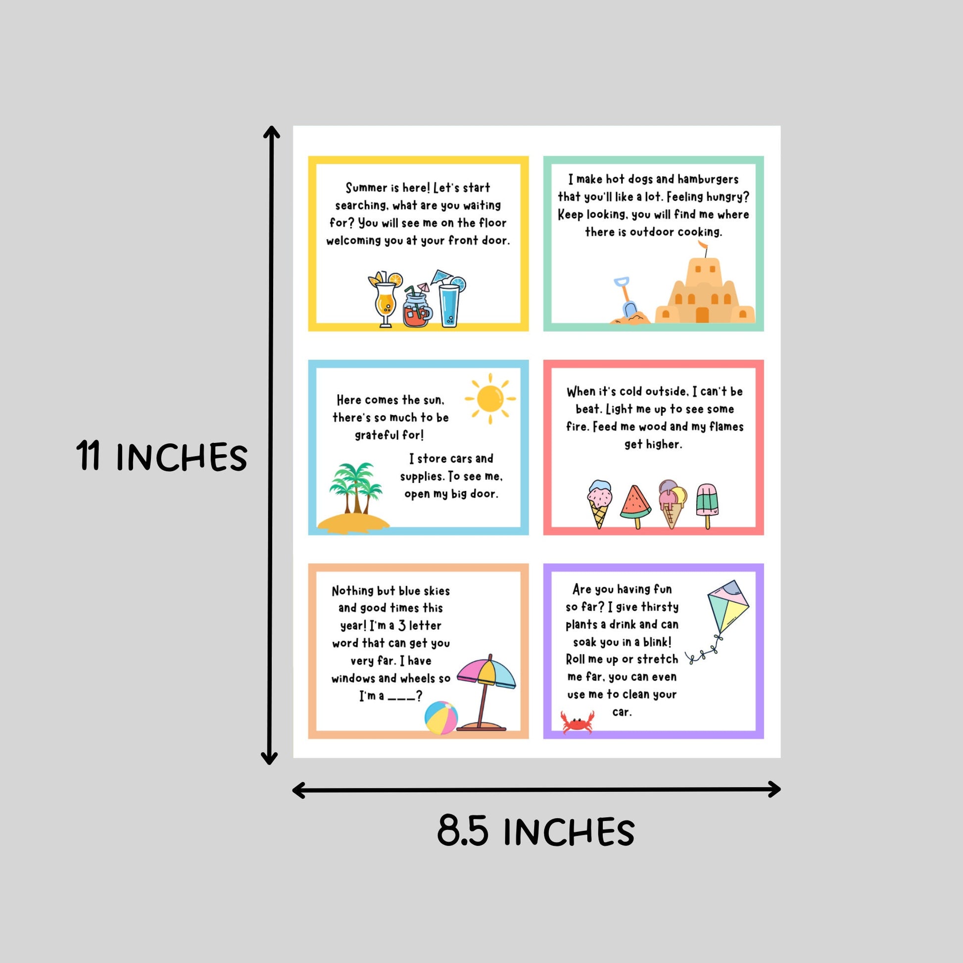 Summer Scavenger Hunt for Kids, Printable Outdoor Treasure Hunt Clues, Summer Party Games, Fun Outdoor Tween Teen Activity, Instant Download