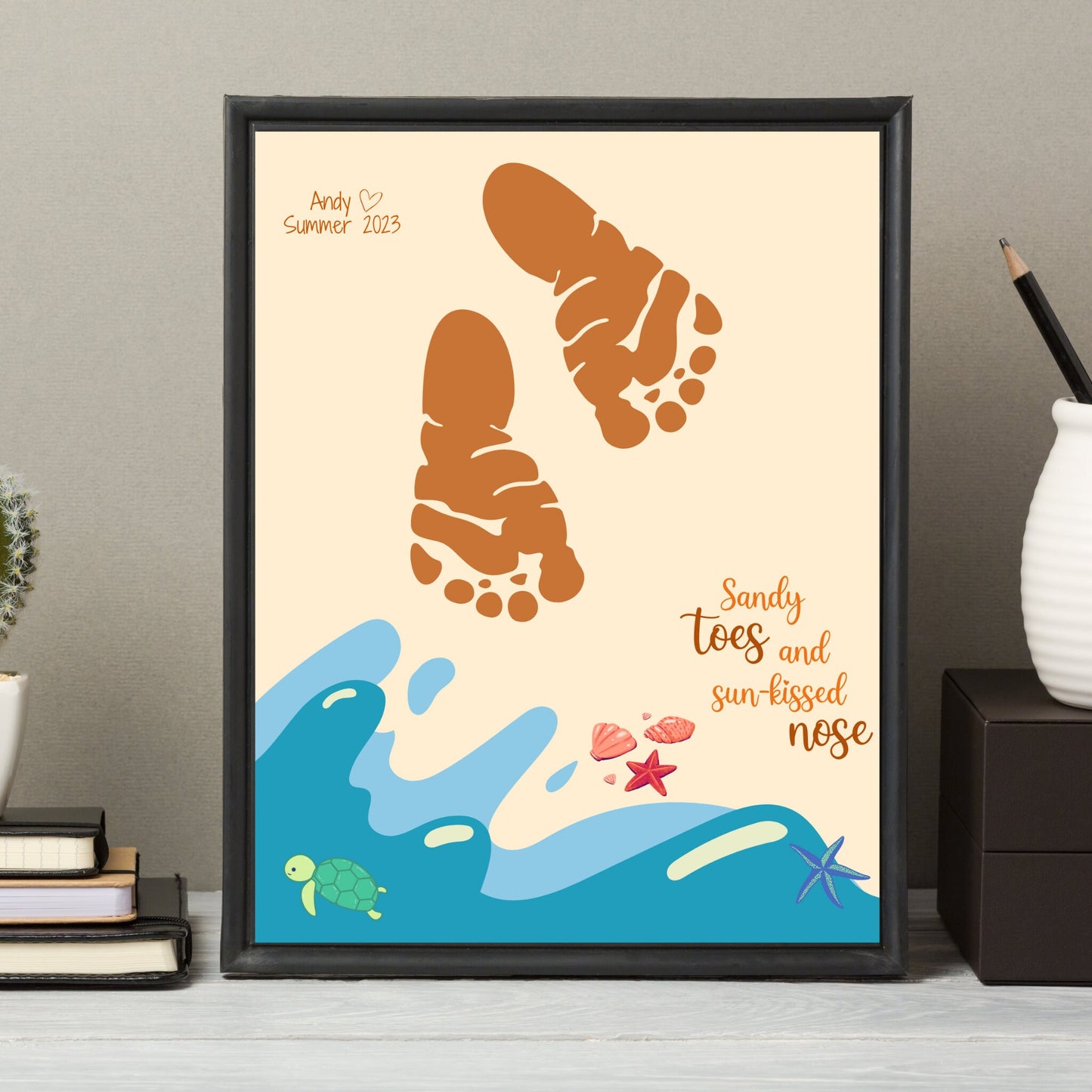 Summer Handprint Craft Printable, Footprint Art for Kids, Toddler Daycare Activity, Preschool Pre K Camp Classroom Infant Memory Keepsake