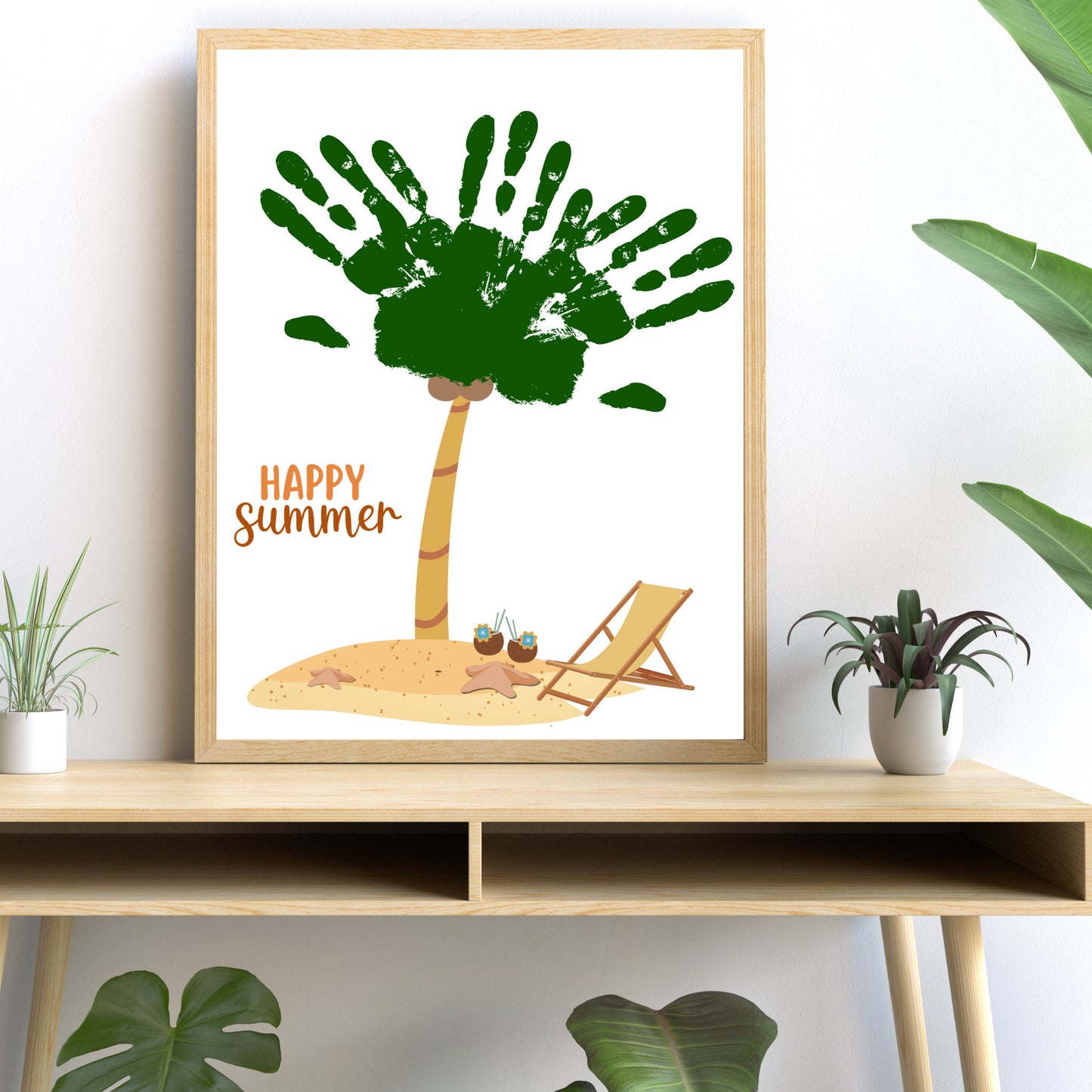 Summer Handprint Craft Printable, Footprint Art for Kids, Toddler Daycare Activity, Preschool Pre K Camp Classroom Infant Memory Keepsake