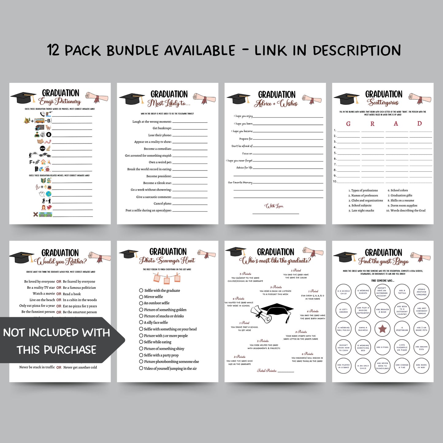 Graduation Emoji Pictionary Game Printable, Graduation Party Activity, College Grad, High School Grad, Fun Graduation Games, Party Ideas