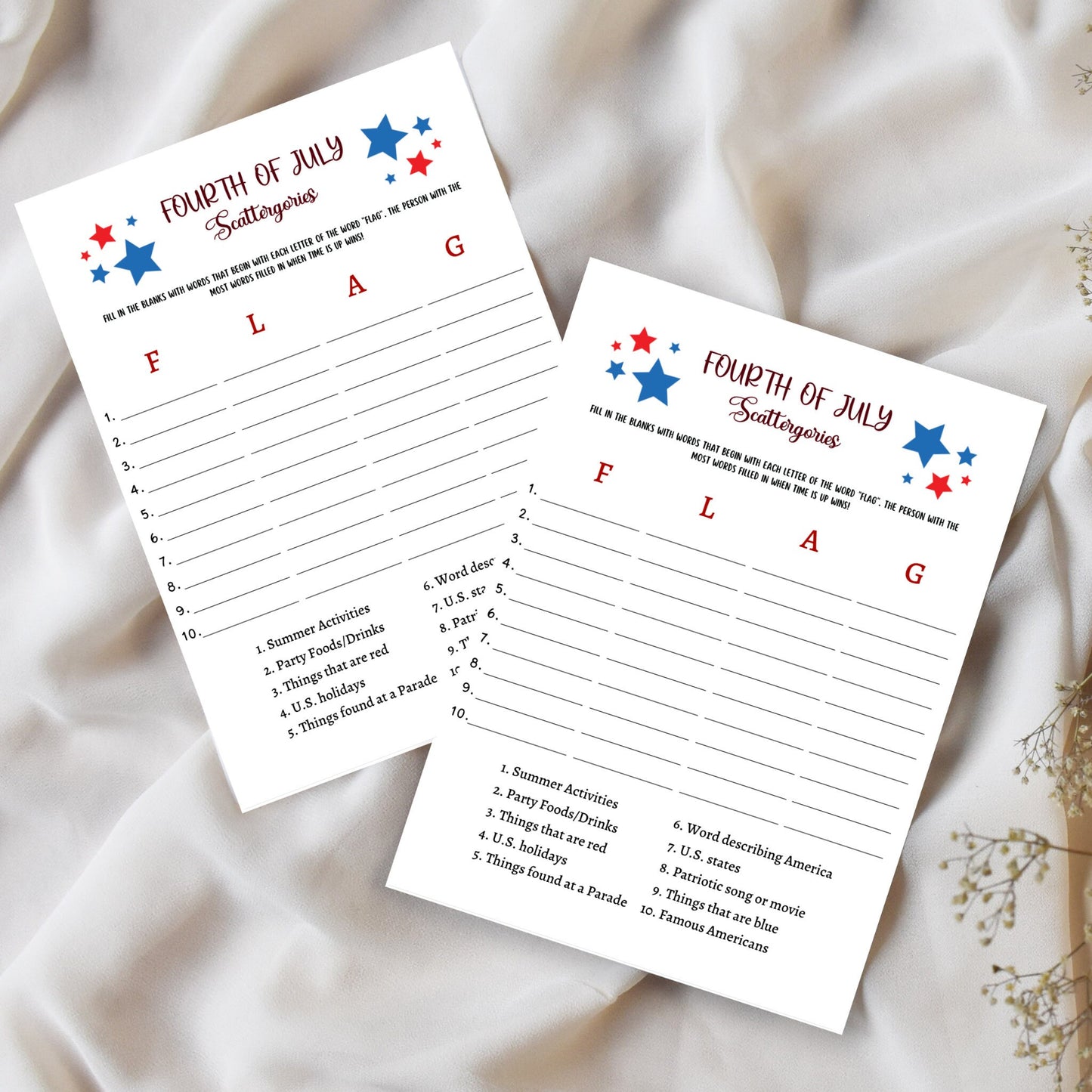 4th of July Games Printable, Independence Day Patriotic American Trivia Games, Party Games, Fourth of July Family Activity Kids and Adults