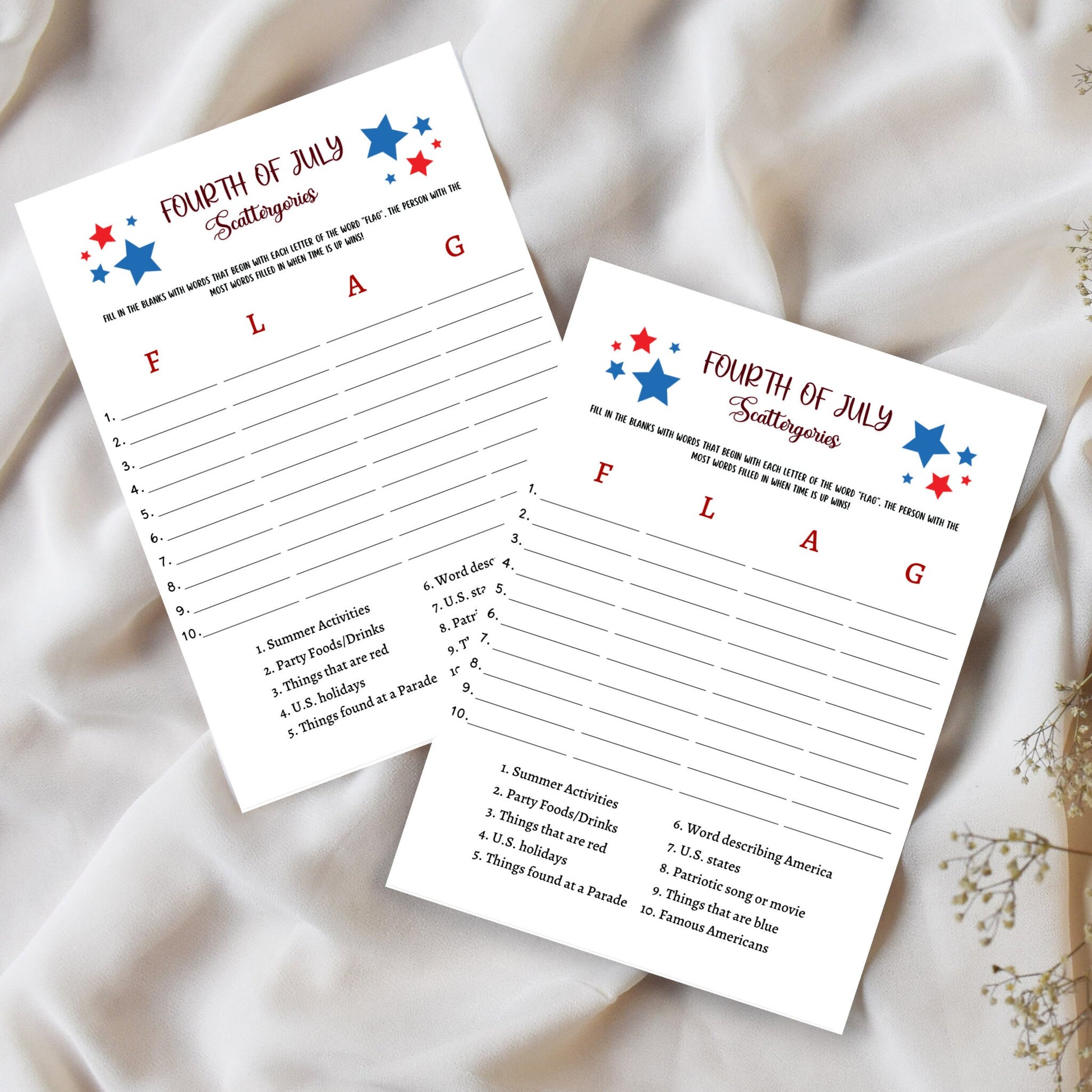 4th of July Games Printable, Independence Day Patriotic American Trivia Games, Party Games, Fourth of July Family Activity Kids and Adults