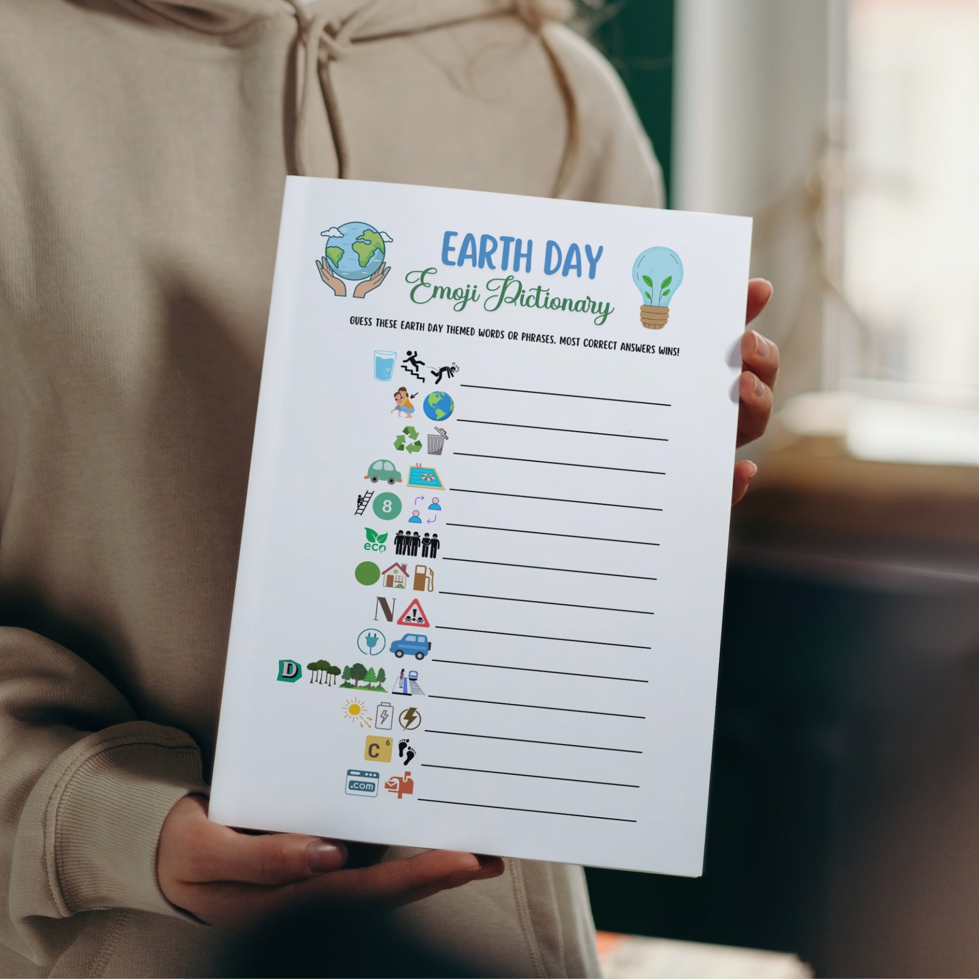 Earth Day Emoji Pictionary Game Printable, Party Game for Kids And Adults, Environmental Activity, Family Game, Classroom Game, Work Party