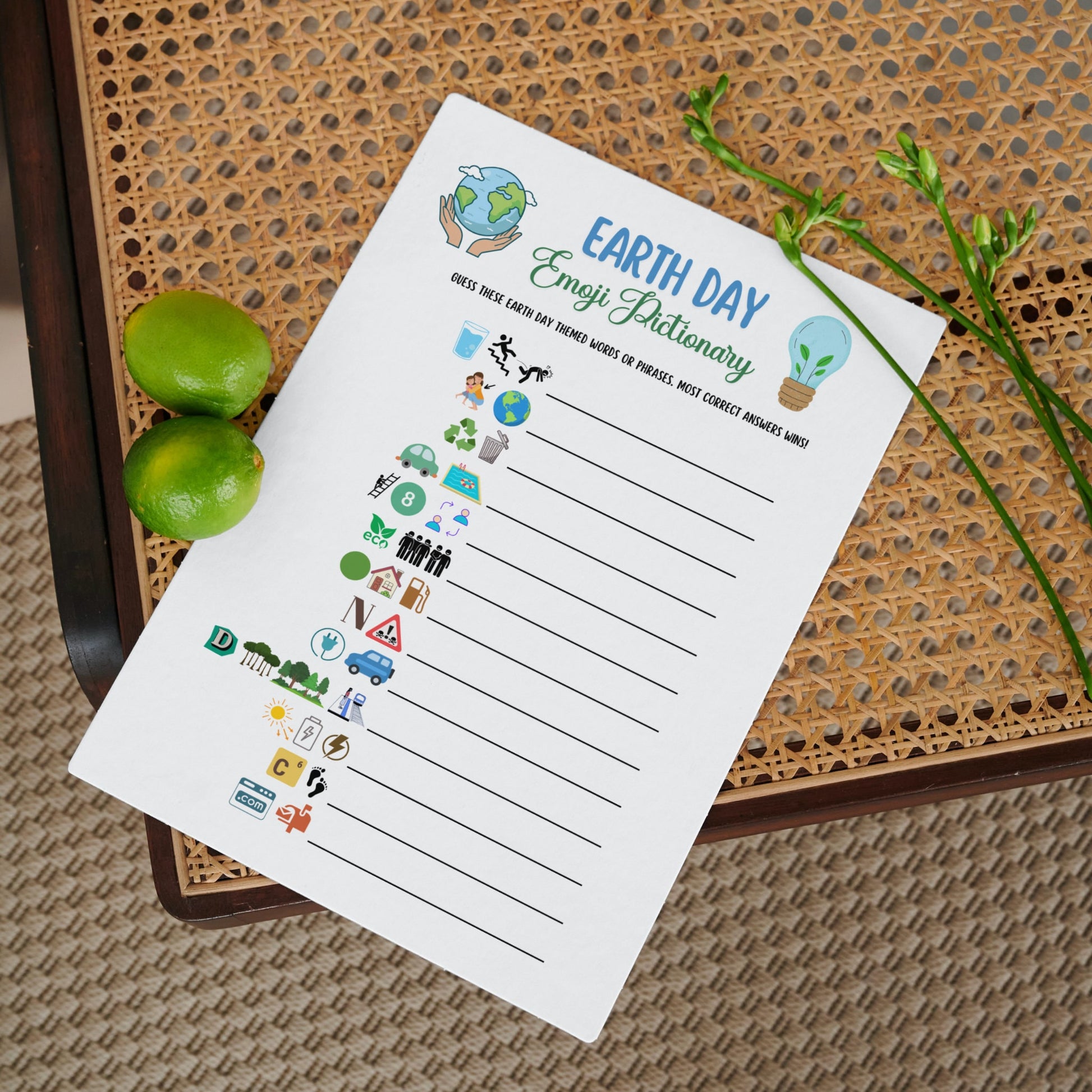 Earth Day Emoji Pictionary Game Printable, Party Game for Kids And Adults, Environmental Activity, Family Game, Classroom Game, Work Party