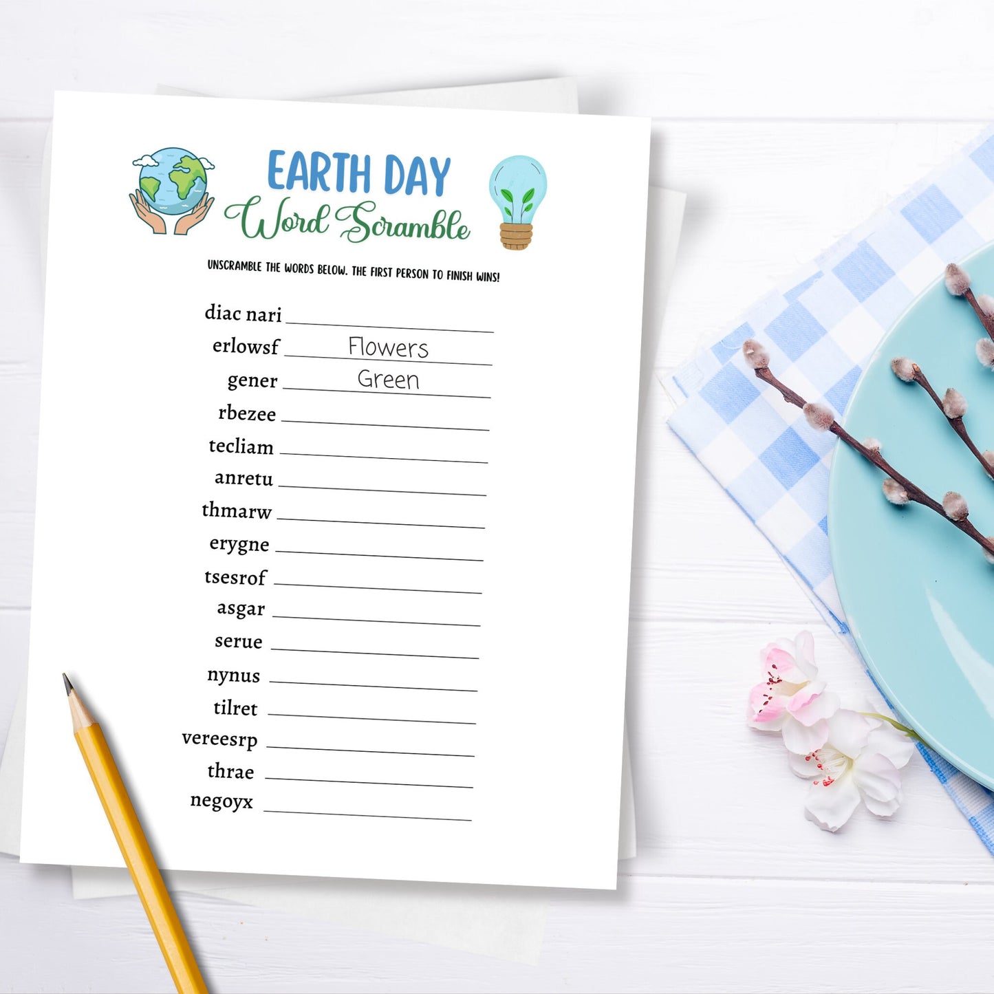 Earth Day Games Printable, Environmental Activity Word Search & Word Scramble, Party Game for Kids And Adults, Family Game, Classroom Game
