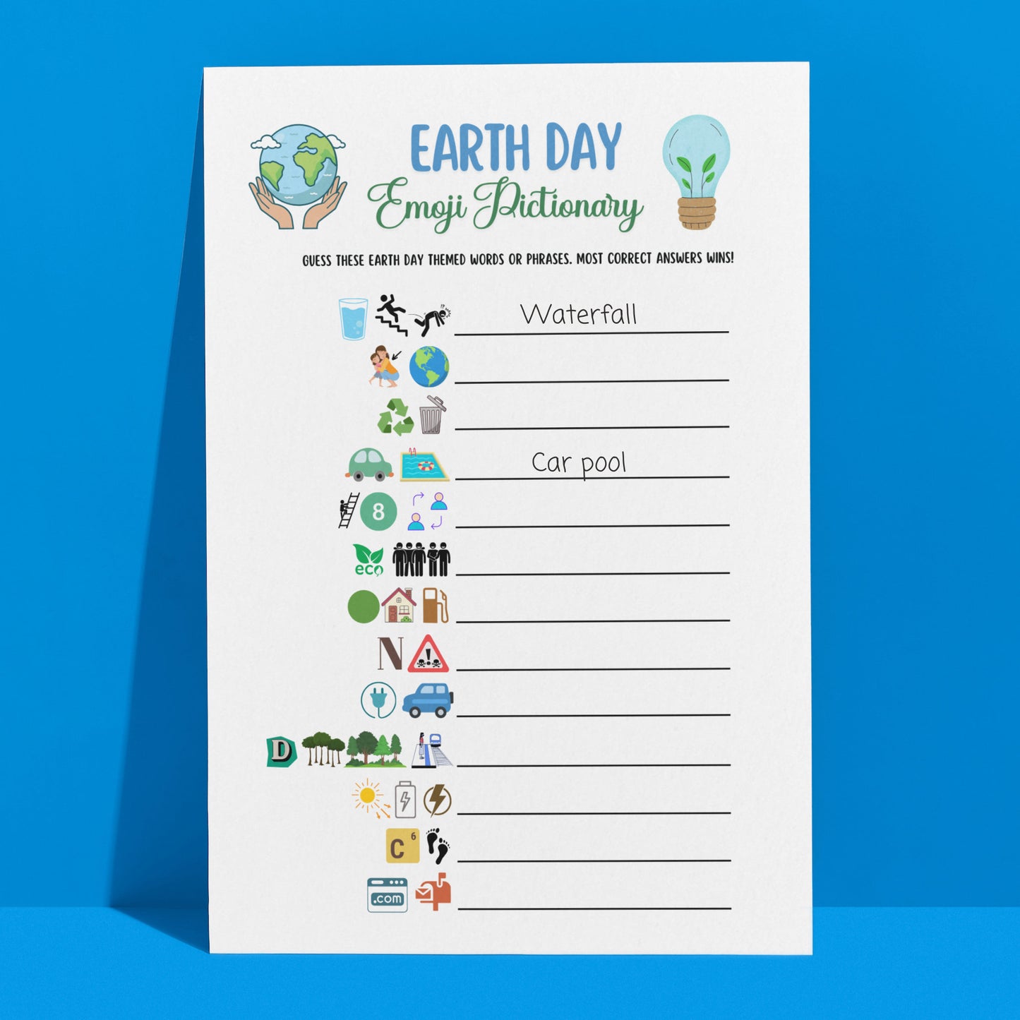 Earth Day Games Bundle Printable, Environmental Activities Adults & Kids, Party Game, Fun Family Group Game, Classroom Game, Earth Lesson