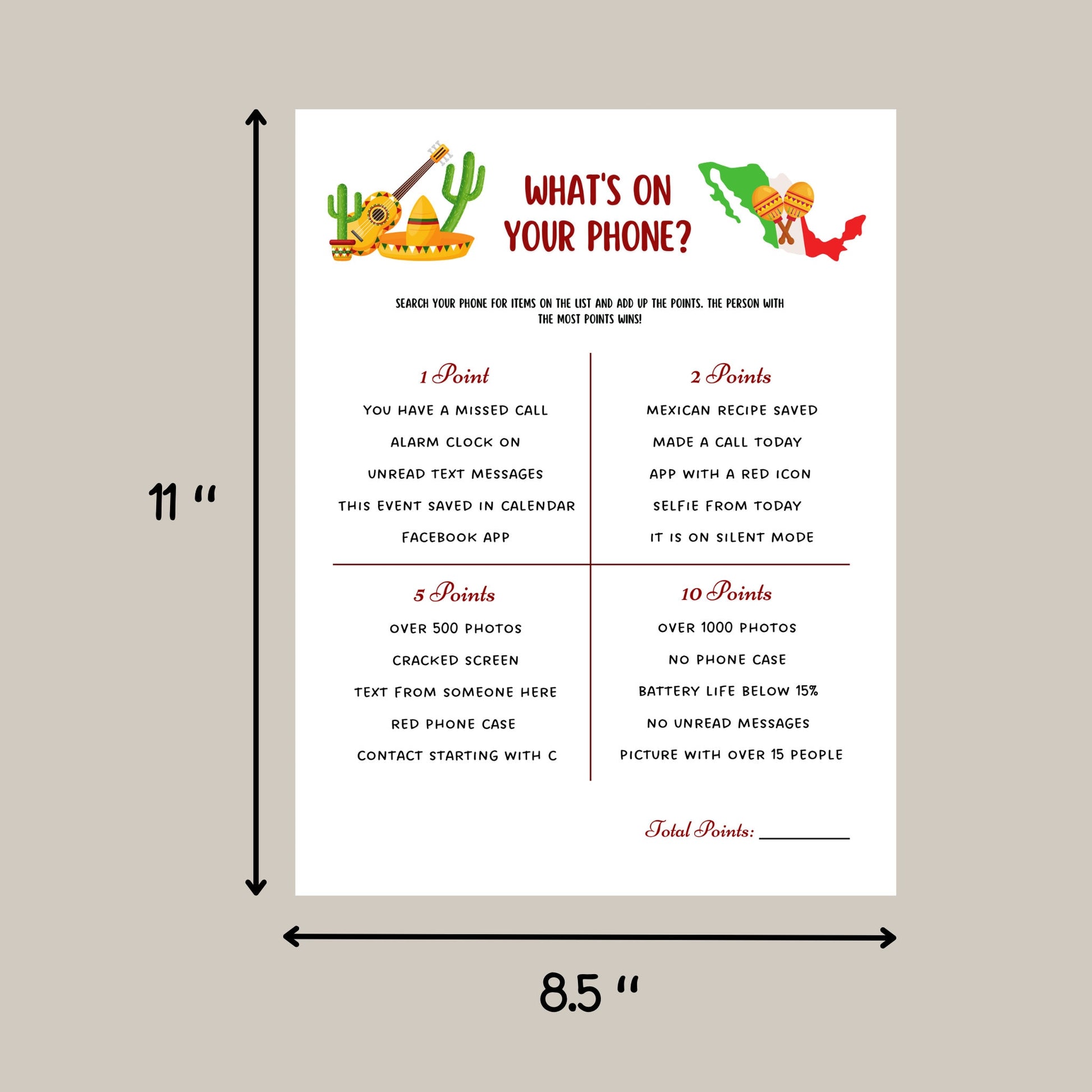 Cinco De Mayo Party Games Printable, Mexican Fiesta Games For Adults And Kids, Fun Family Group Games, Classroom Activity Game, Office Party