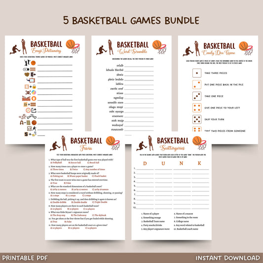 Basketball Party Games Bundle Printable, Tailgate Game, Mens College Basketball, Adults And Kids, Classroom Games, Basketball Tournament