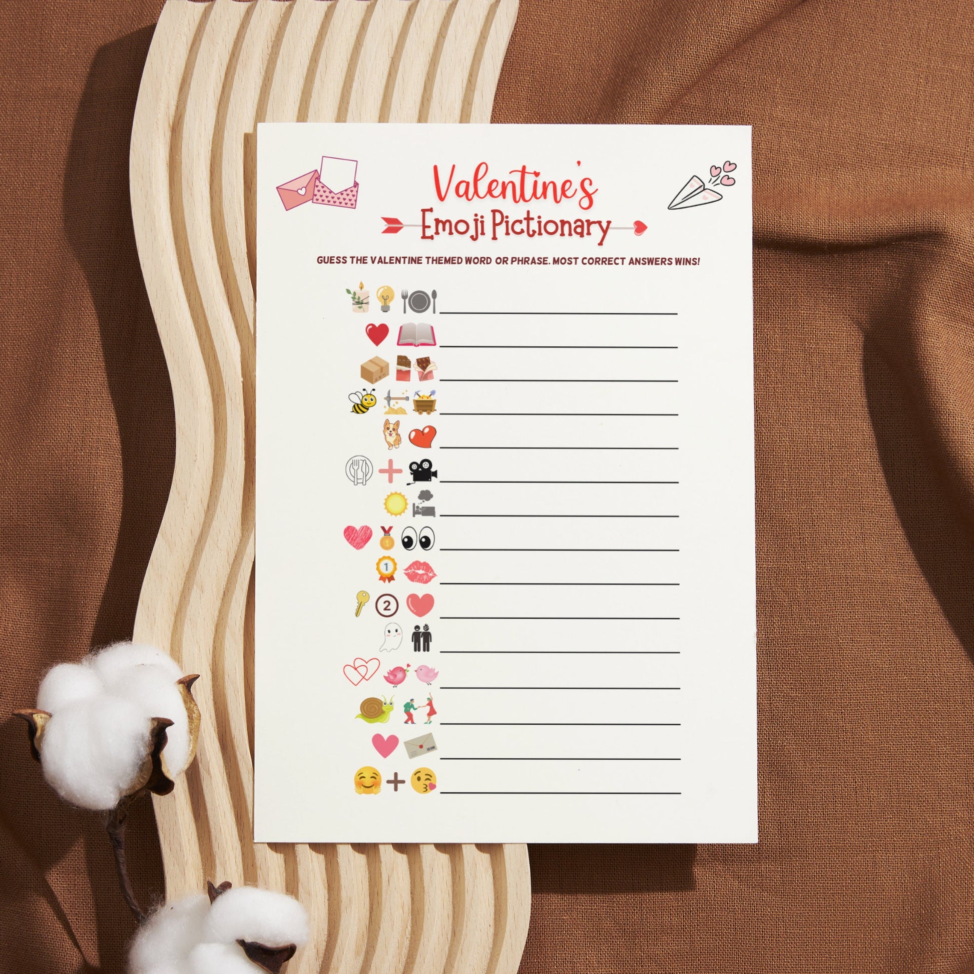 Valentine's Day Emoji Pictionary Game Printable, Fun Emoji Game for Adults & Kids, Party Game, Galentines Day Game, Valentines Day Activity
