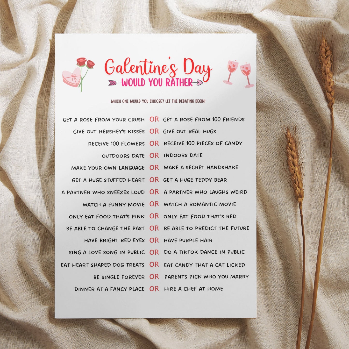 Galentines Day Games Printable, Adult Party Games, Ladies Night Game Ideas, Adults Galentines Day Activity, Valentines Day Girls Night Game