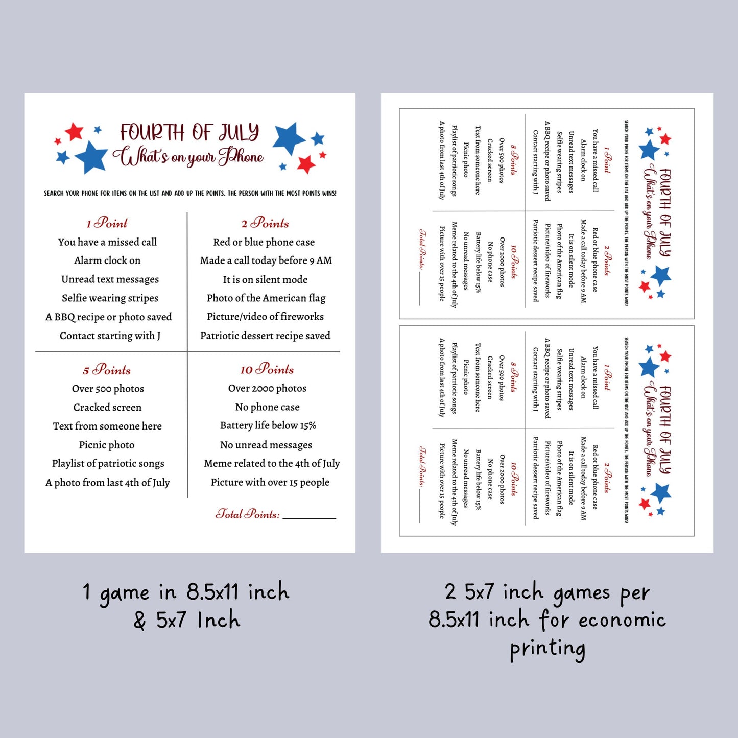4th of July Games Printable, Independence Day Patriotic American Trivia Games, Party Games, Fourth of July Family Activity Kids and Adults