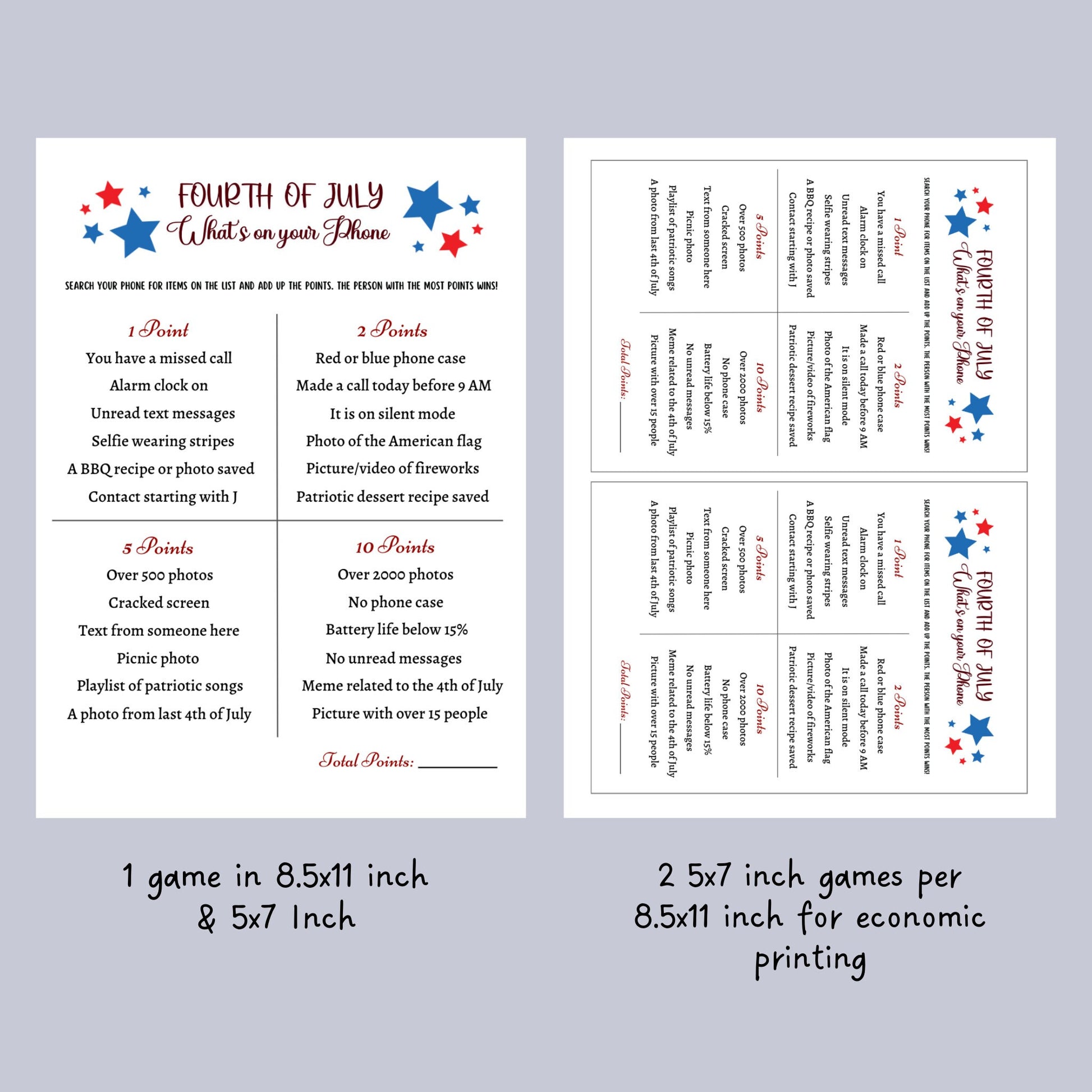4th of July Games Printable, Independence Day Patriotic American Trivia Games, Party Games, Fourth of July Family Activity Kids and Adults