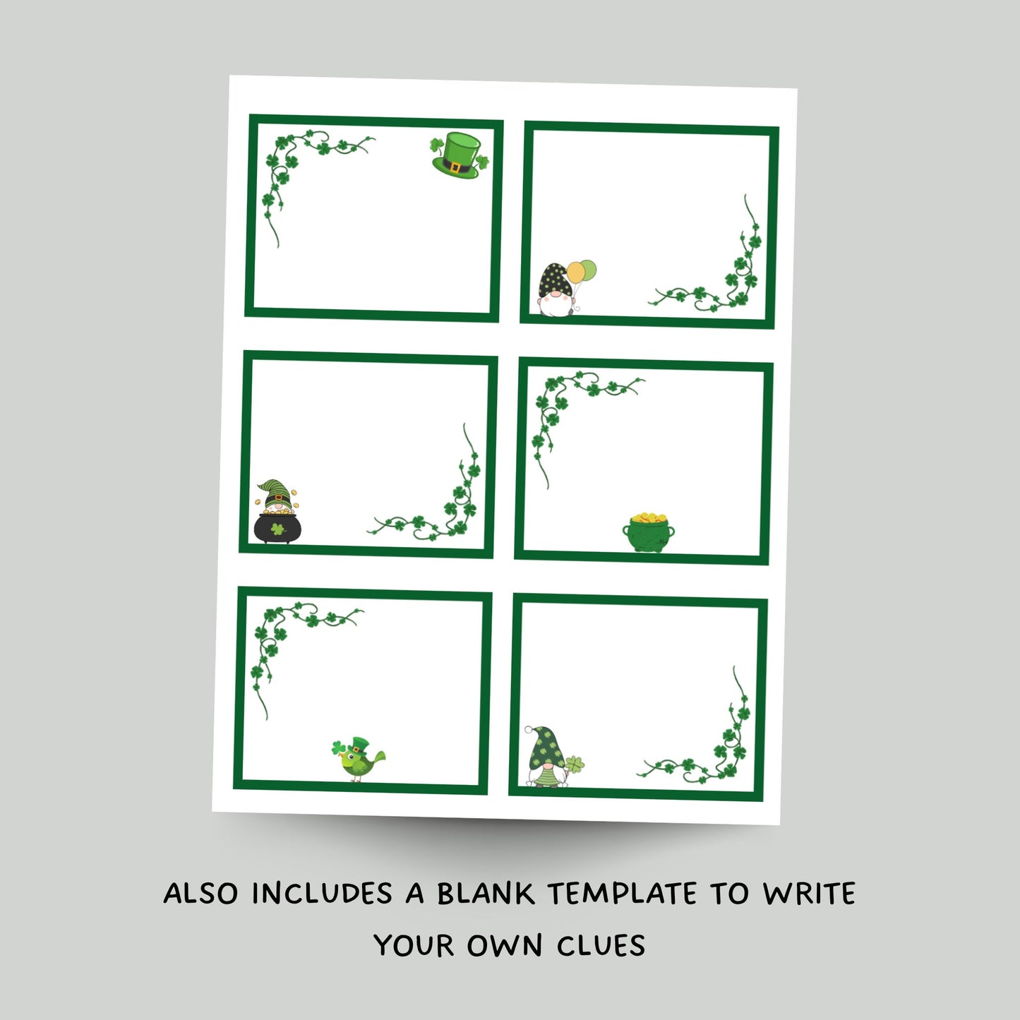 St Patricks Day Scavenger Hunt Printable, St. Patrick's Day Treasure Hunt Clues, Leprechaun Hunt, Party Game, Indoor Activity for Kids