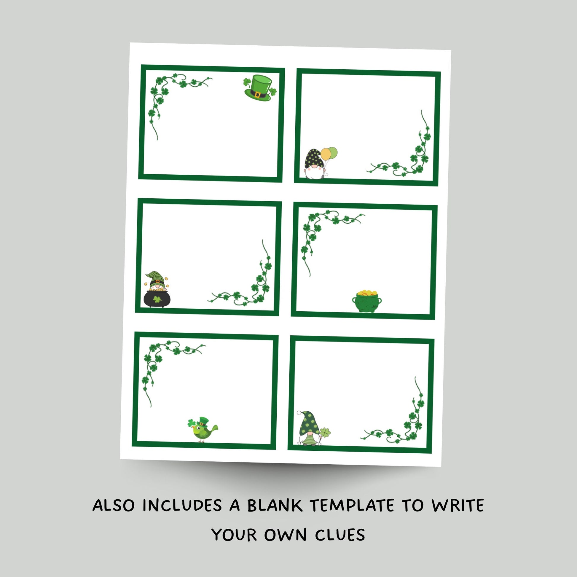 St Patricks Day Scavenger Hunt Printable, St. Patrick's Day Treasure Hunt Clues, Leprechaun Hunt, Party Game, Indoor Activity for Kids